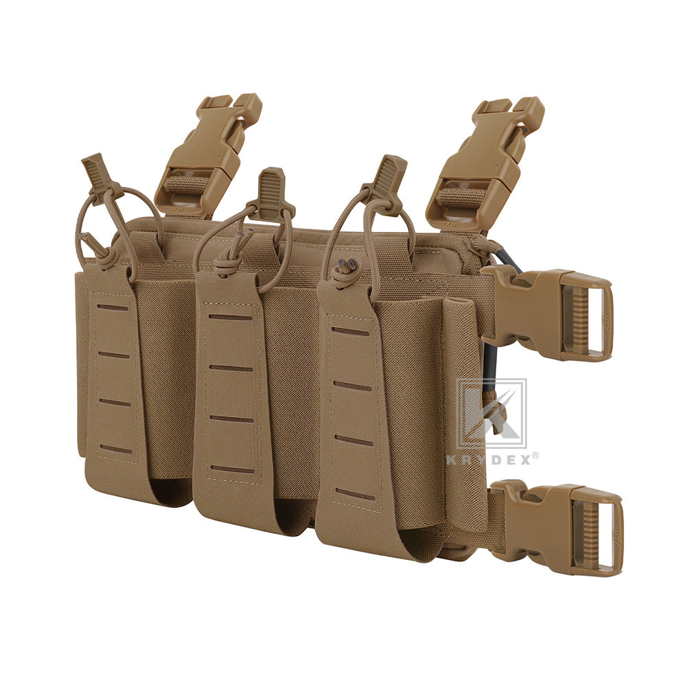 Krydex Tactical Triple Elastic 556 Magazine Pouch Placard GP Pouch Low-Profile Mag Holders for Chest Rig and Vest