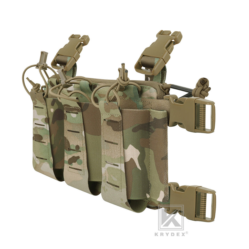 Krydex Tactical Triple Elastic 556 Magazine Pouch Placard GP Pouch Low-Profile Mag Holders for Chest Rig and Vest