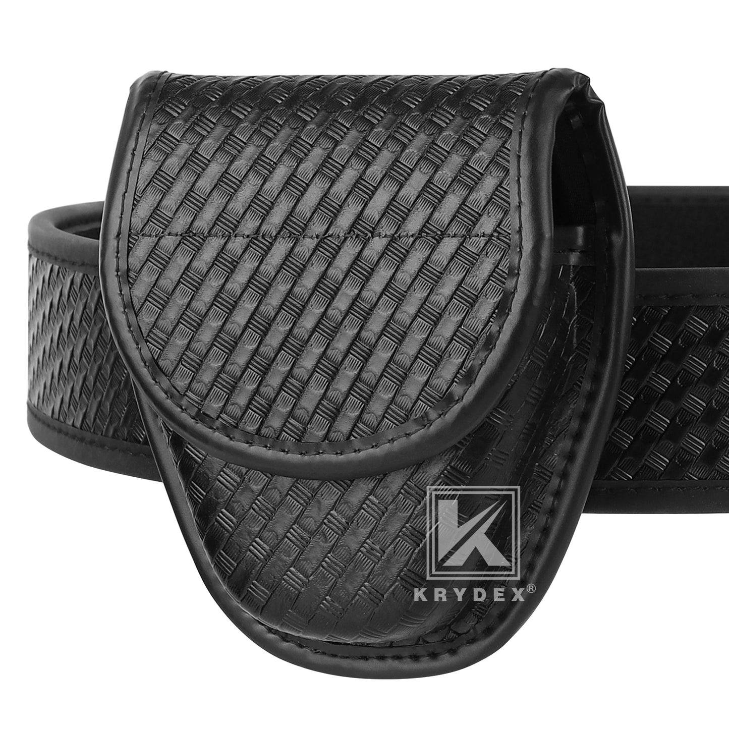 Krydex Double Hidden Snap Basket weave Handcuff Case Pouch Fits 2” & 2.25” Duty Belt For Police Law Enforcement & Security Guard Equipment