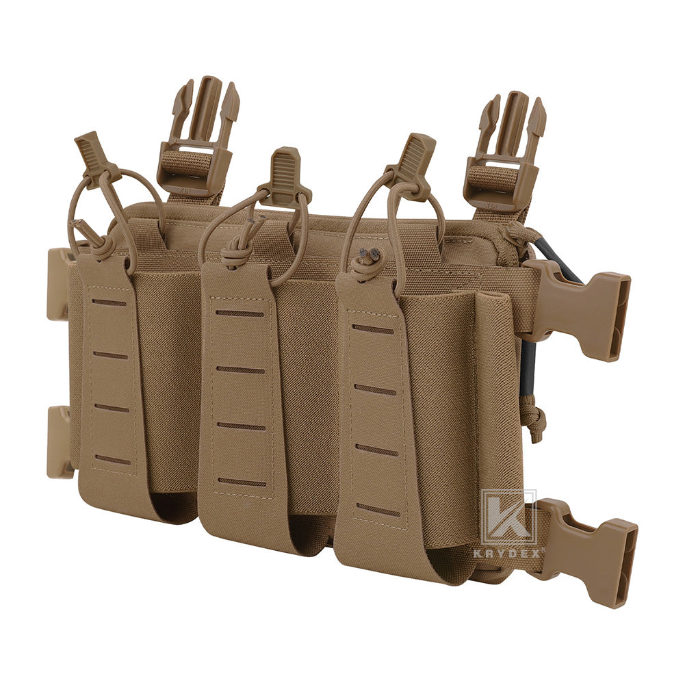 Krydex Tactical Chest Rig Triple Elastic 556 Magazine Pouch Placard GP Pouch Mini Drop Dangler Pouch