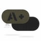Krydex 4pcs AB+ POS Blood Type Patches Tactical Reflective Hook & Loop Badge First Aid Emergency IFAK Trauma Patch 2x1 In.
