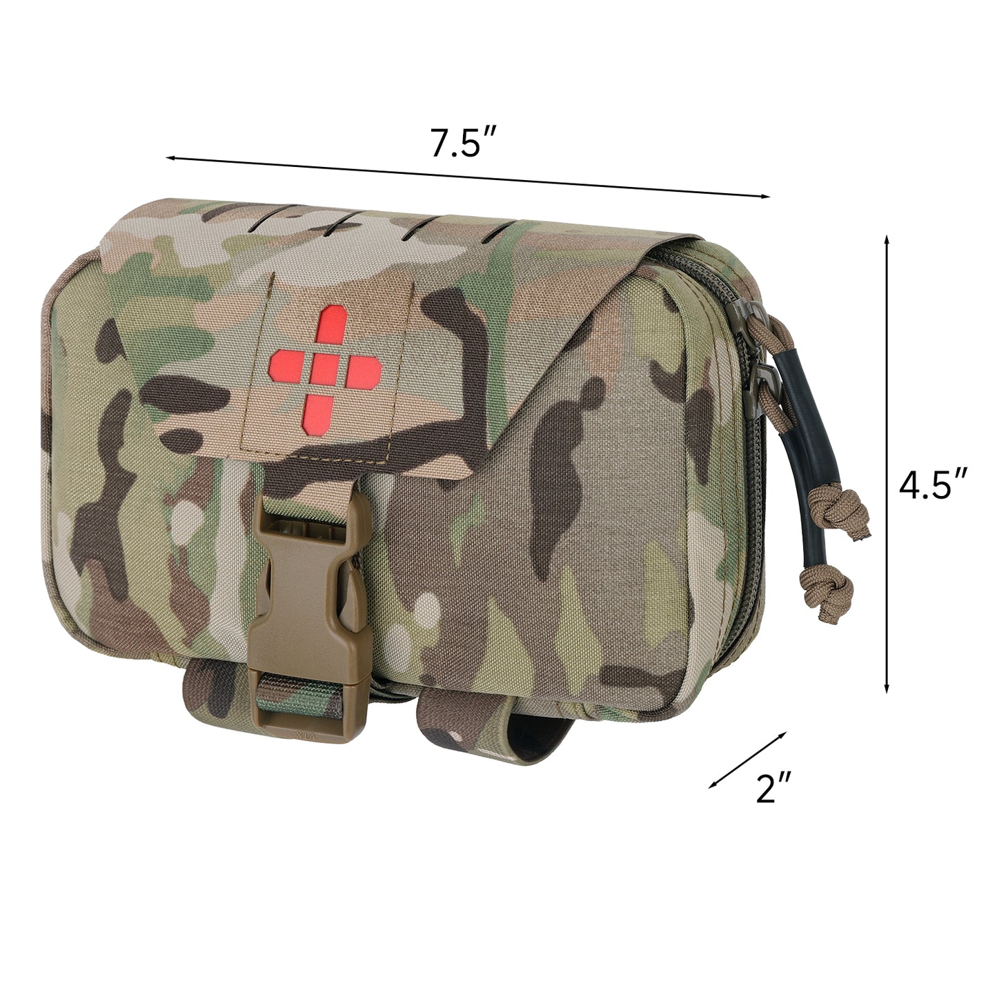 Krydex Tactical Rapid IFAK Pouch – Quick Release Tear-Off Medical Organizer MOLLE/Belt Mountable Trauma Kit 180° Flat Opening with Tourniquet & Shears Holder 500D Cordura