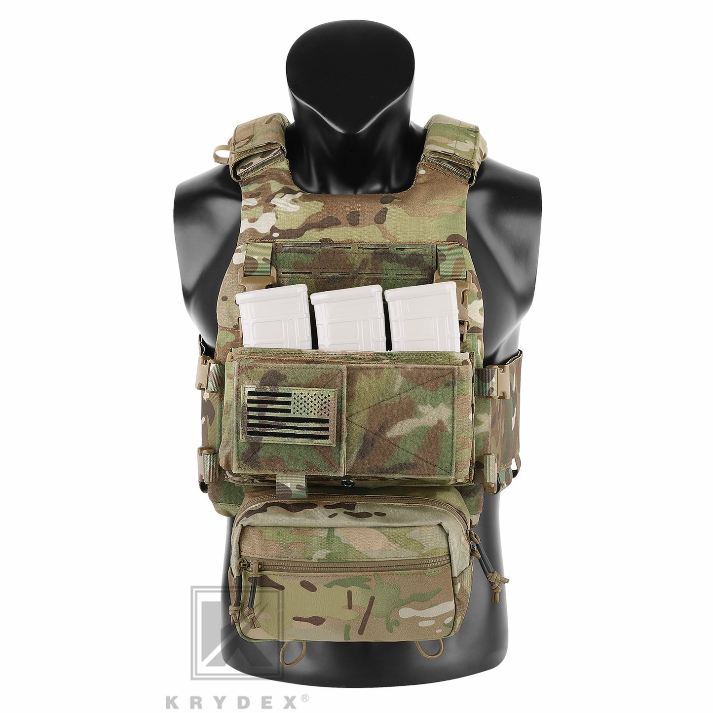 KRYDEX Low Vis Slick Plate Carrier FCS Tactical Molle Vest Elastic Cummerbund Micro Fight MK3 Chassis Drop SACK Pouch