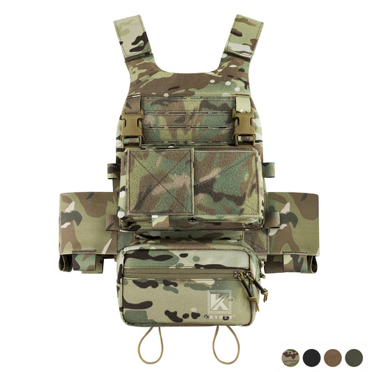 KRYDEX Low Vis Slick Plate Carrier Tactical Vest Body Armor w/MK Micro Fight Chest Rig Set