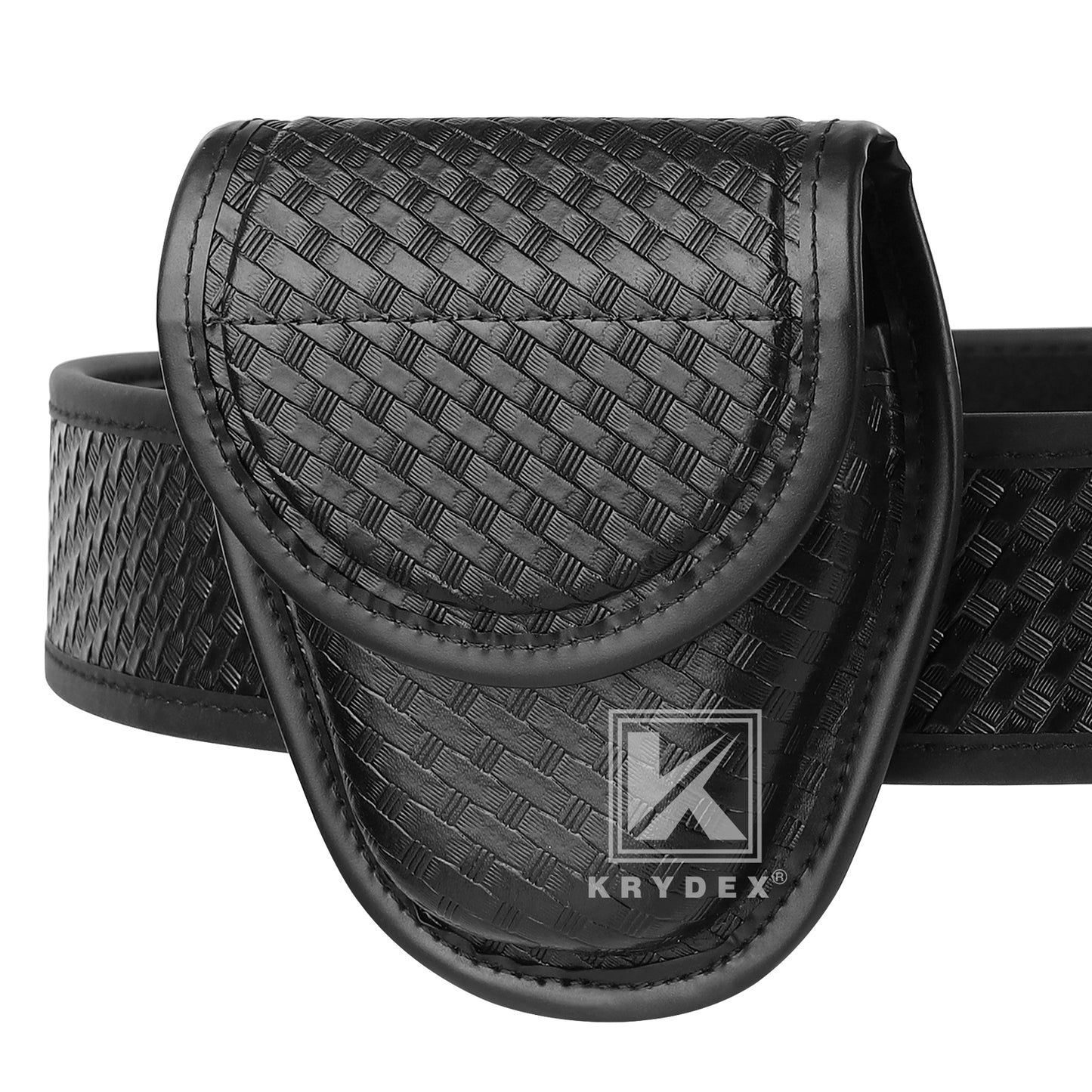 Krydex Hidden Snap Basket weave Handcuff Case Single Handcuff Pouch Fits 2” & 2.25” Duty Belt For Police Law Enforcement & Security Guard Equipment