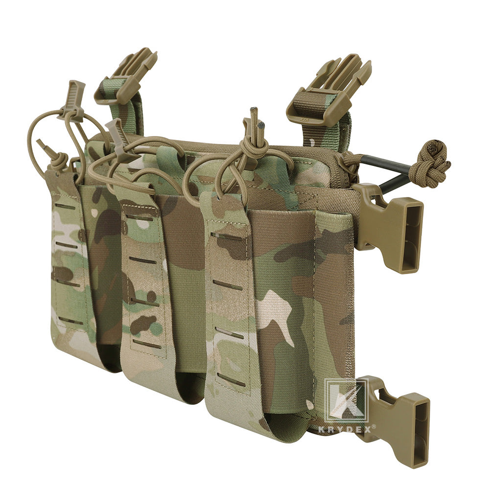 Krydex Tactical Triple Elastic 556 Magazine Pouch Placard GP Pouch Low-Profile Mag Holders for Chest Rig and Vest