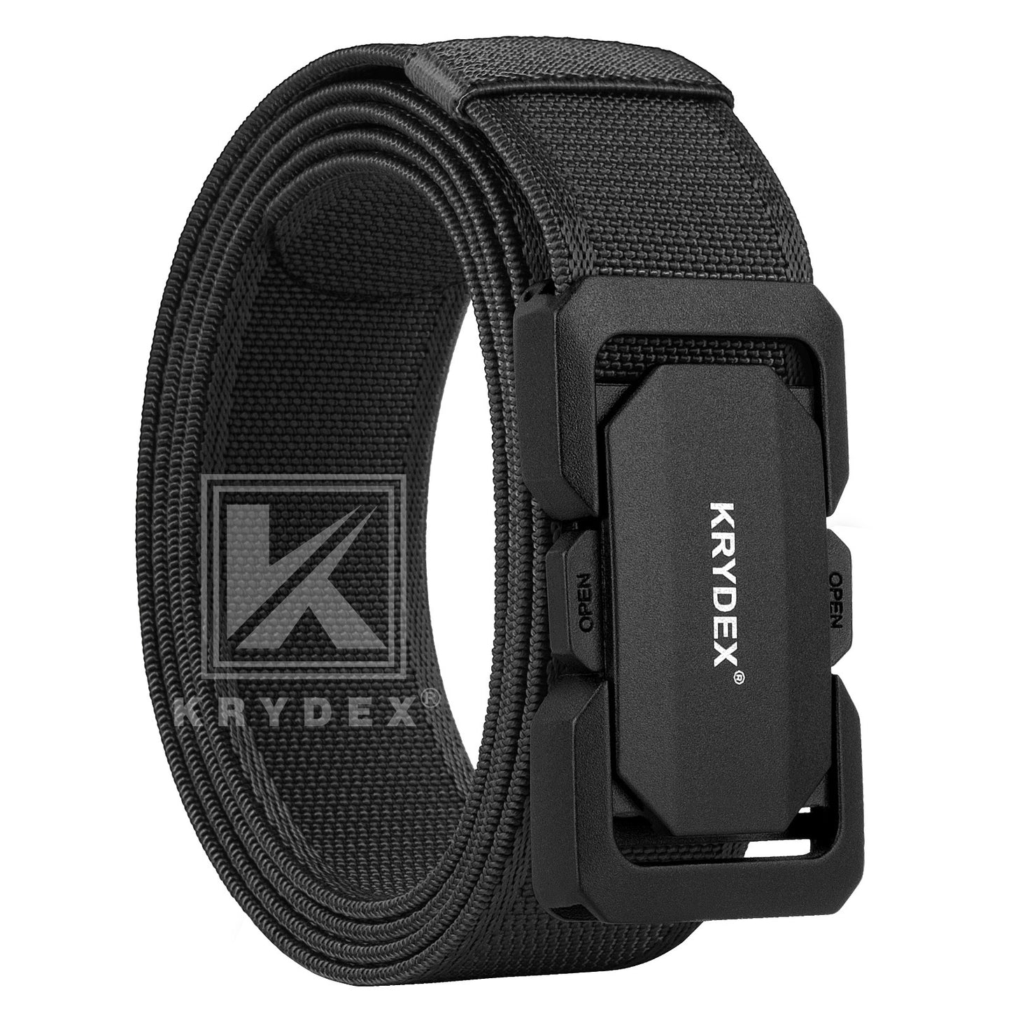 Krydex Tactical Belt Slim Profile Buckle Stretch Nylon Rigger Belt with Quick Release Buckle Heavy Duty for Work EDC Outdoor Duty Belt Jeans Chino Belt