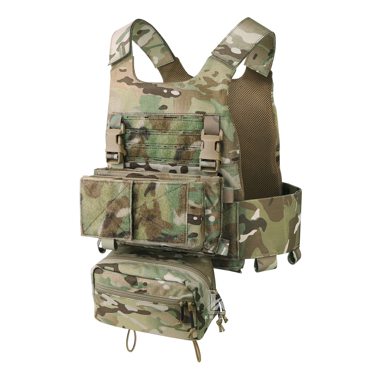 KRYDEX Low Vis Slick Plate Carrier Tactical Vest Body Armor w/MK Micro Fight Chest Rig Set