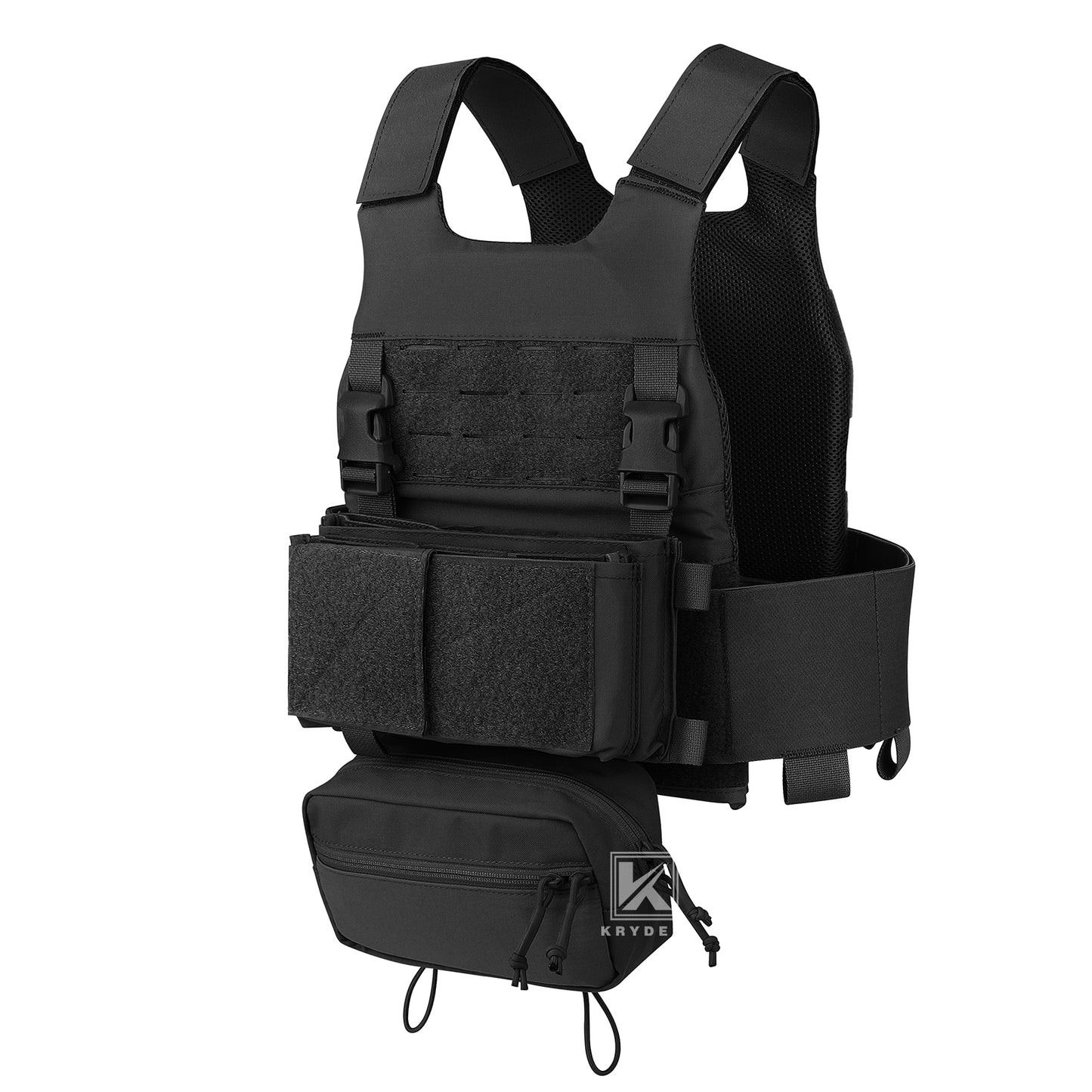 KRYDEX Low Vis Slick Plate Carrier Tactical Vest Body Armor w/MK Micro Fight Chest Rig Set