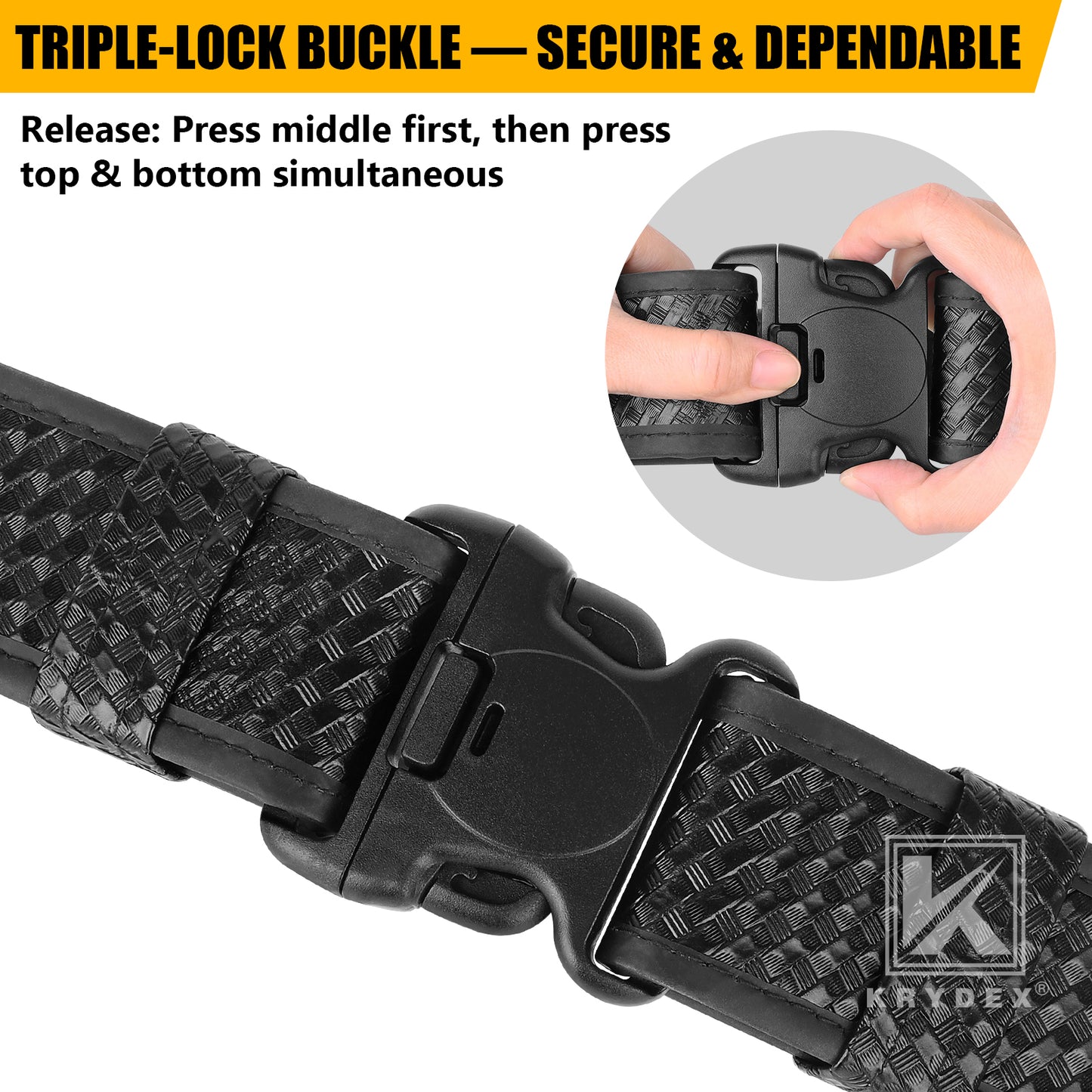 KRYDEX Duty Belt 2.25" Police Security Belt Law Enforcement Officer Security Basket Weave Synthetic Leather Belt