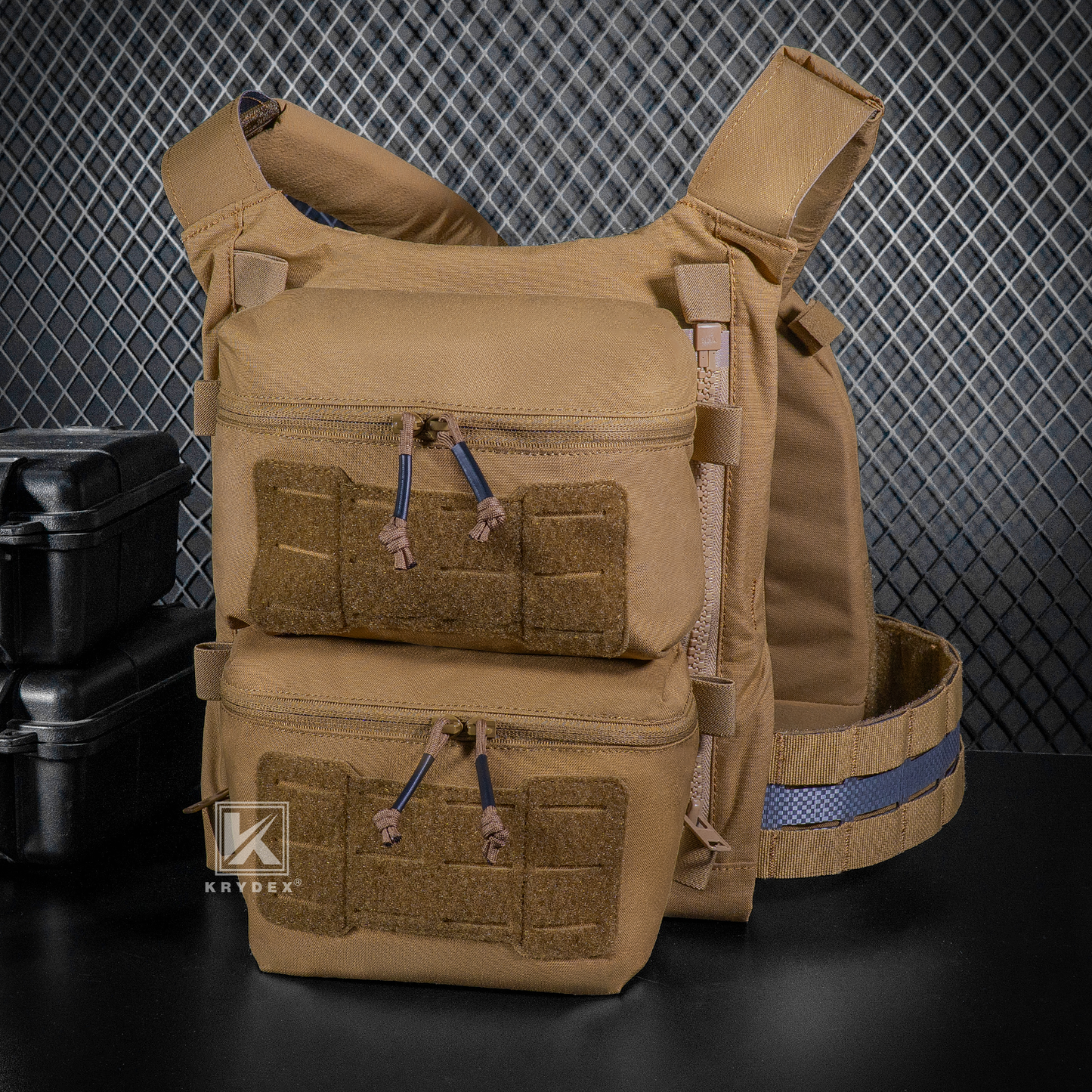 Krydex Tactical Back Panel Double Pouch Assault Zip On Modular Backpack for V5 vest