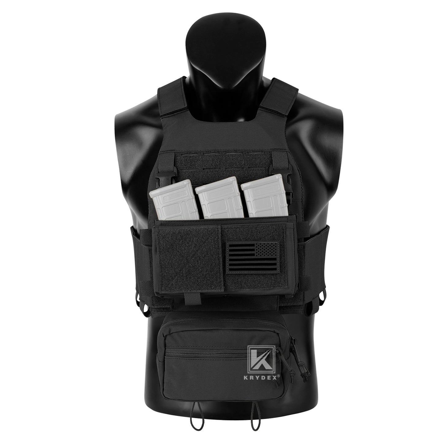 KRYDEX Low Vis Slick Plate Carrier Tactical Vest Body Armor w/MK Micro Fight Chest Rig Set