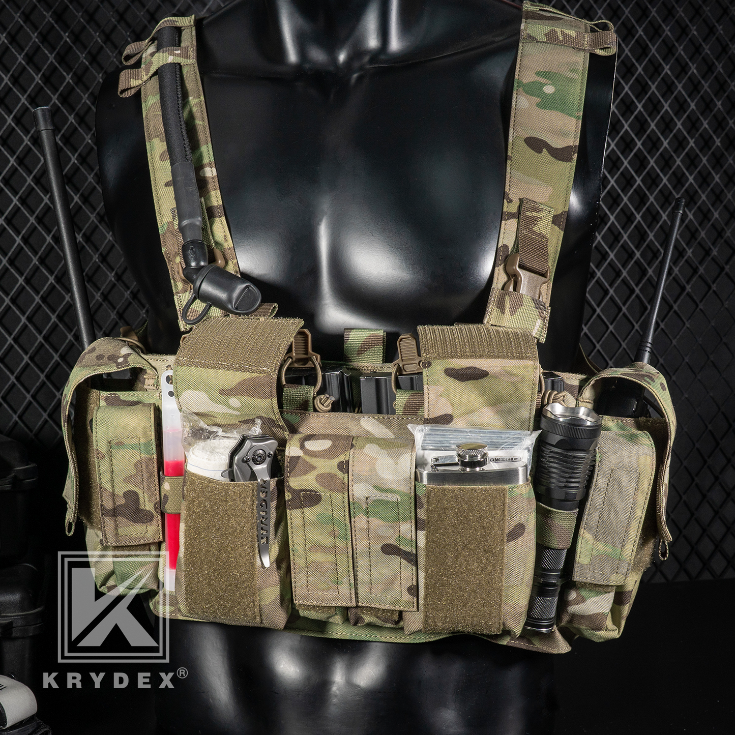 Krydex Tactical Chest Rig UW Gen IV Low Profile Micro Fight Rigs Carrier 556 9mm GP Pouch H Harness