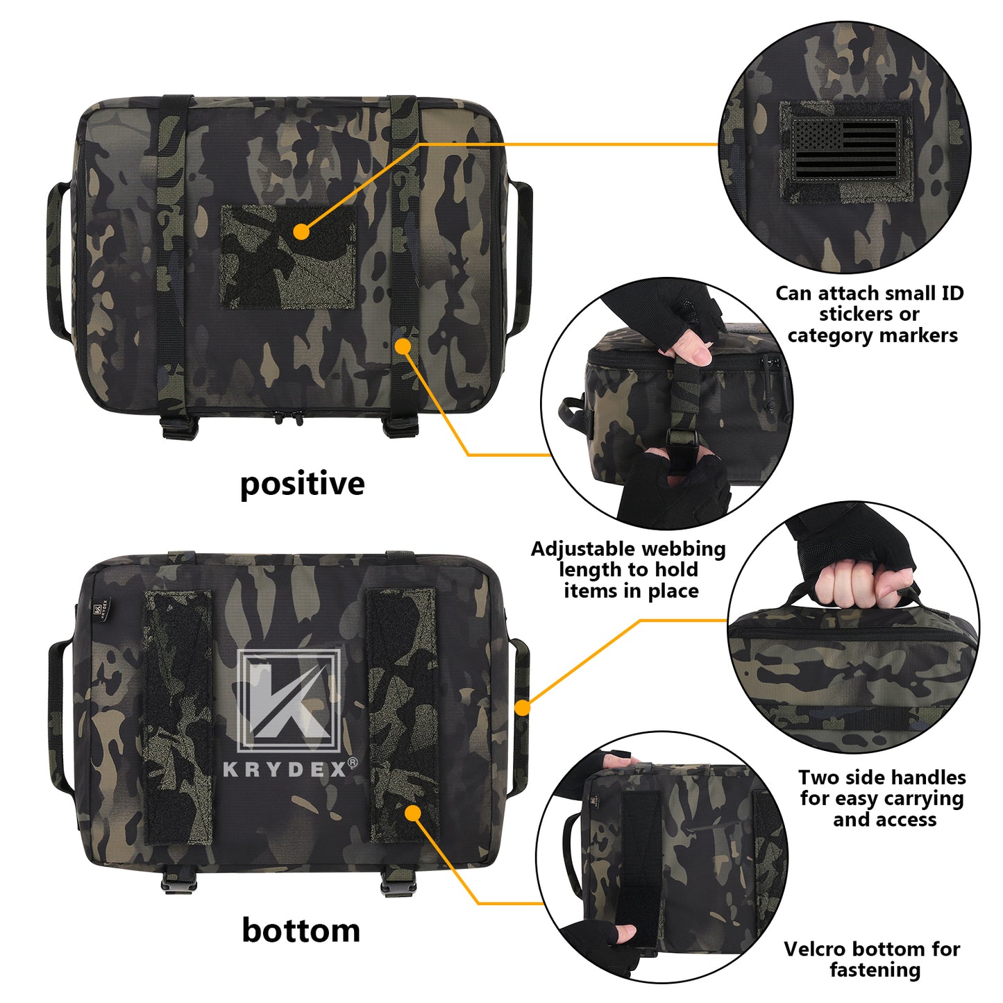 Krydex Tactical Travel Packing Organizer 70D Nylon Packing Cubes Waterproof Luggage Bags YKK Zipper 4pcs set