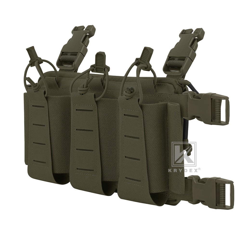 Krydex Tactical Triple Elastic 556 Magazine Pouch Placard GP Pouch Low-Profile Mag Holders for Chest Rig and Vest