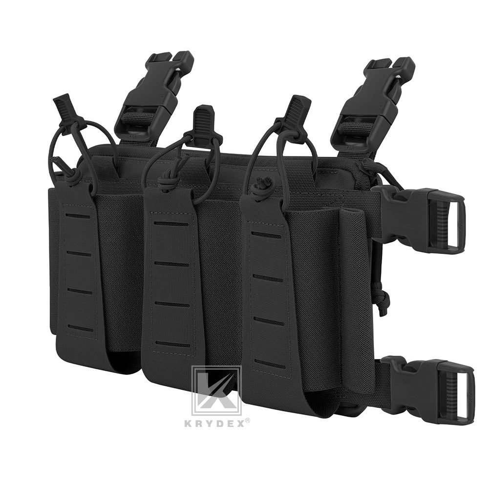 Krydex Tactical Triple Elastic 556 Magazine Pouch Placard GP Pouch Low-Profile Mag Holders for Chest Rig and Vest
