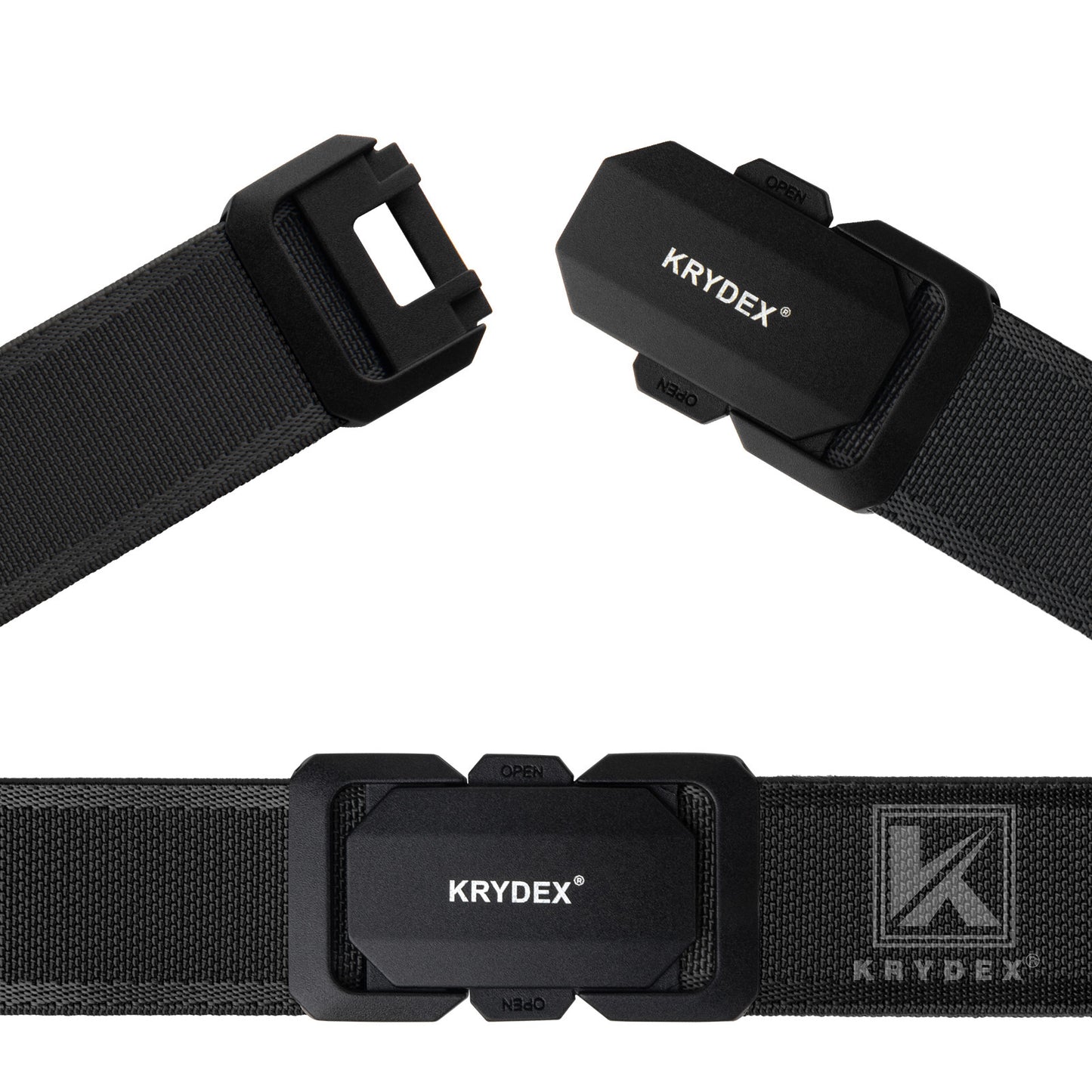 Krydex Tactical Belt Slim Profile Buckle Stretch Nylon Rigger Belt with Quick Release Buckle Heavy Duty for Work EDC Outdoor Duty Belt Jeans Chino Belt