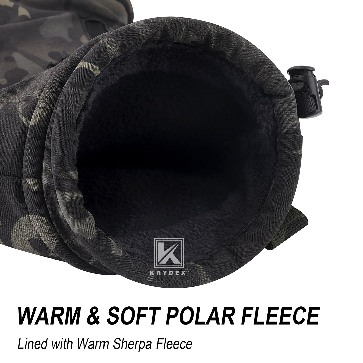 Krydex Tactical Soft Shell Hand Warmer Muff Sherpa Fleece Lined Muffler Water-Resist Vest Drop Hanger Warmer Pouch Outdoor Winter Hunting Field Survival