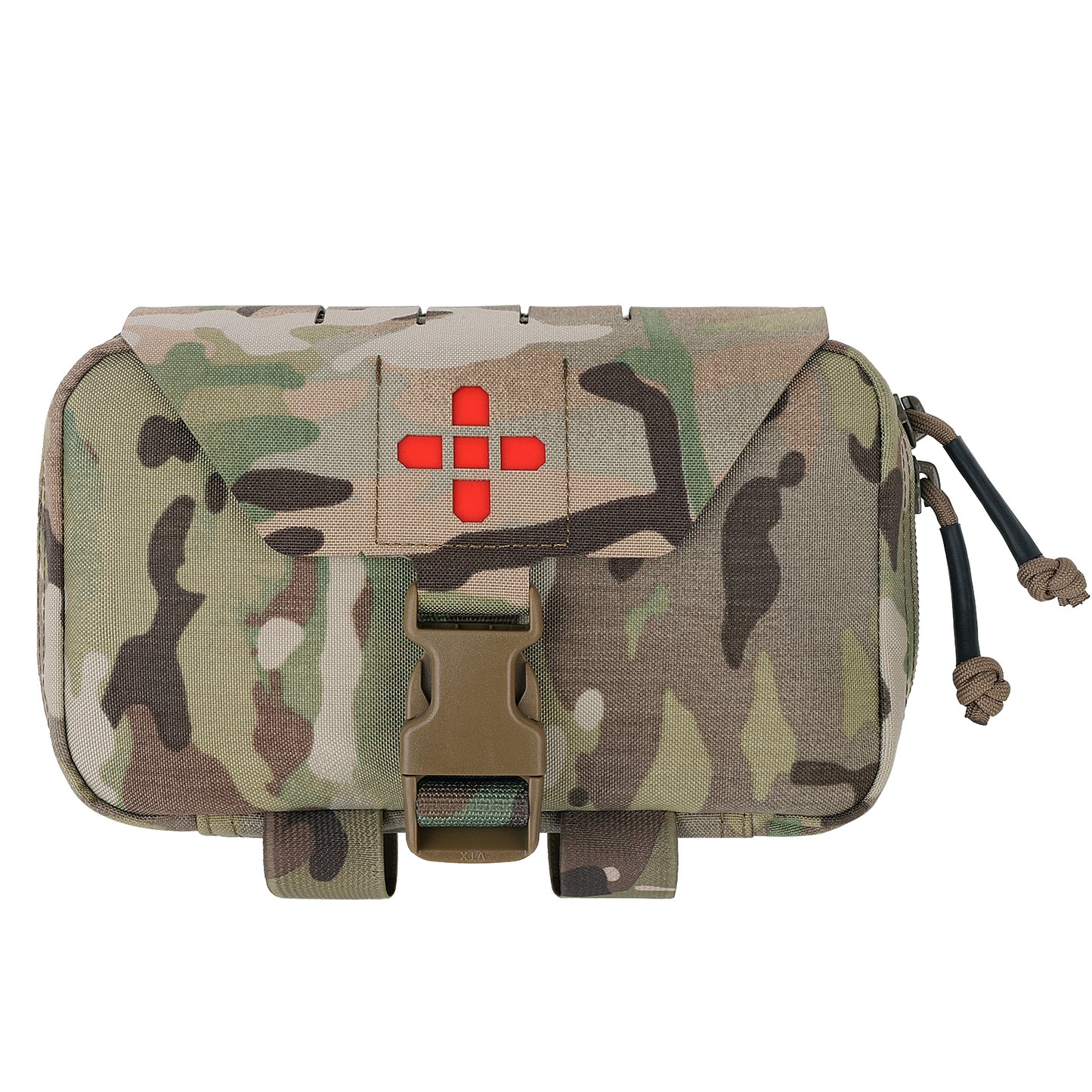 Krydex Tactical Rapid IFAK Pouch – Quick Release Tear-Off Medical Organizer MOLLE/Belt Mountable Trauma Kit 180° Flat Opening with Tourniquet & Shears Holder 500D Cordura
