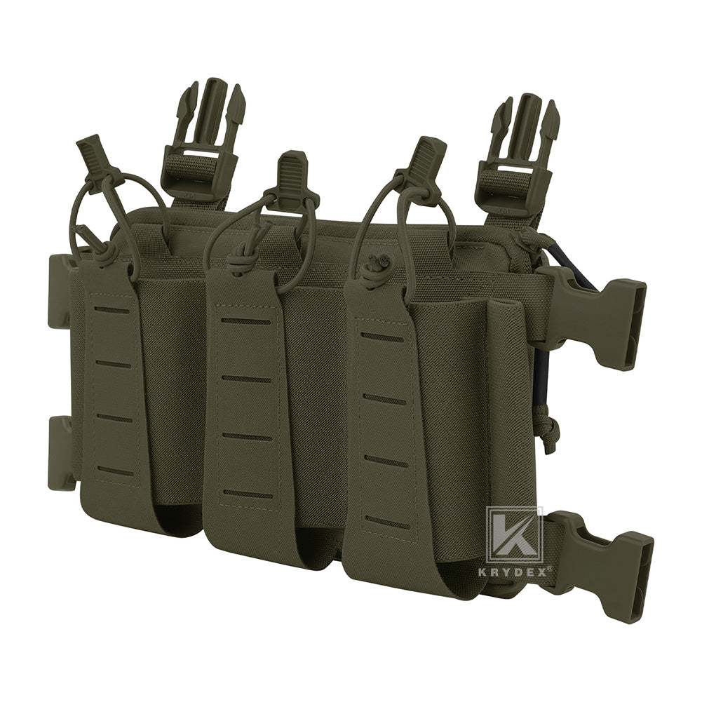 Krydex Tactical Chest Rig Triple Elastic 556 Magazine Pouch Placard GP Pouch Mini Drop Dangler Pouch