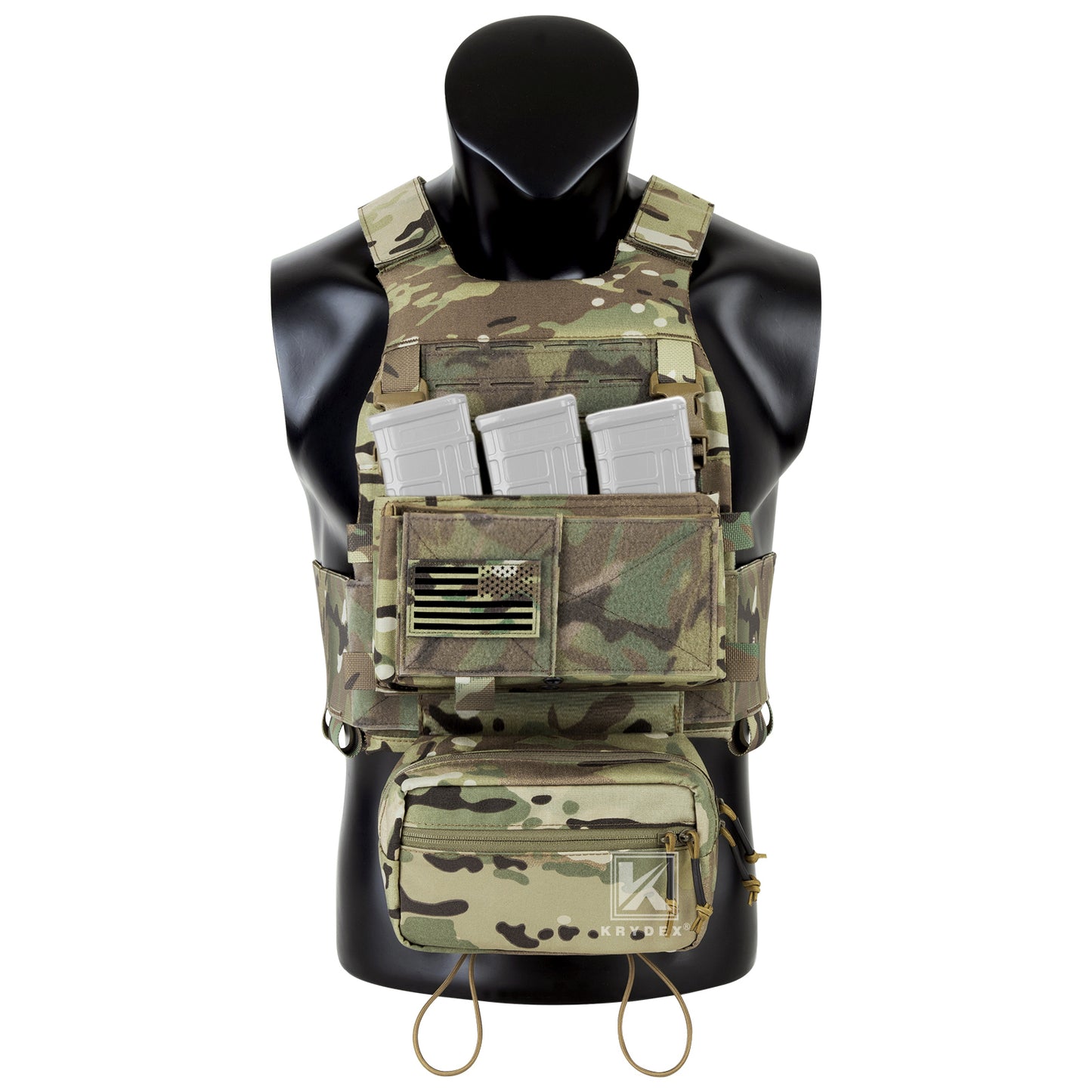 KRYDEX Low Vis Slick Plate Carrier Tactical Vest Body Armor w/MK Micro Fight Chest Rig Set