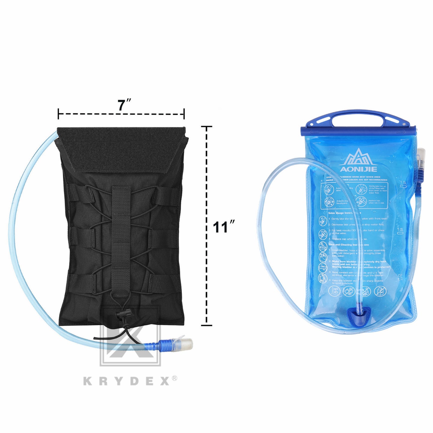 Krydex Tactical 50 oz Hydration Carrier MOLLE Pack Modular Water Bladder Pouch