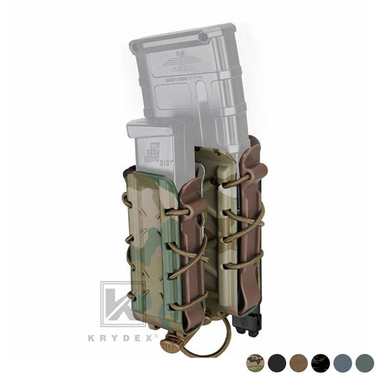 KRYDEX Tactical 9mm Pistol & 5.56 7.62 Mag Magazine Pouch MOLLE Clip Hard Shell
