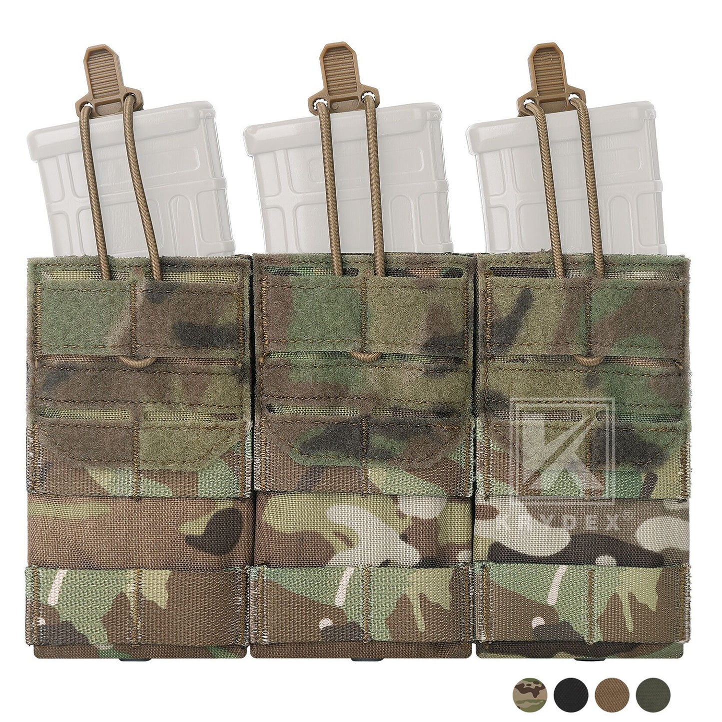 Krydex Tactical 556 Triple Mag Pouch Open Top MOLLE Magazine Holder for M4/M16/AR15 Fast Draw Quick Reload