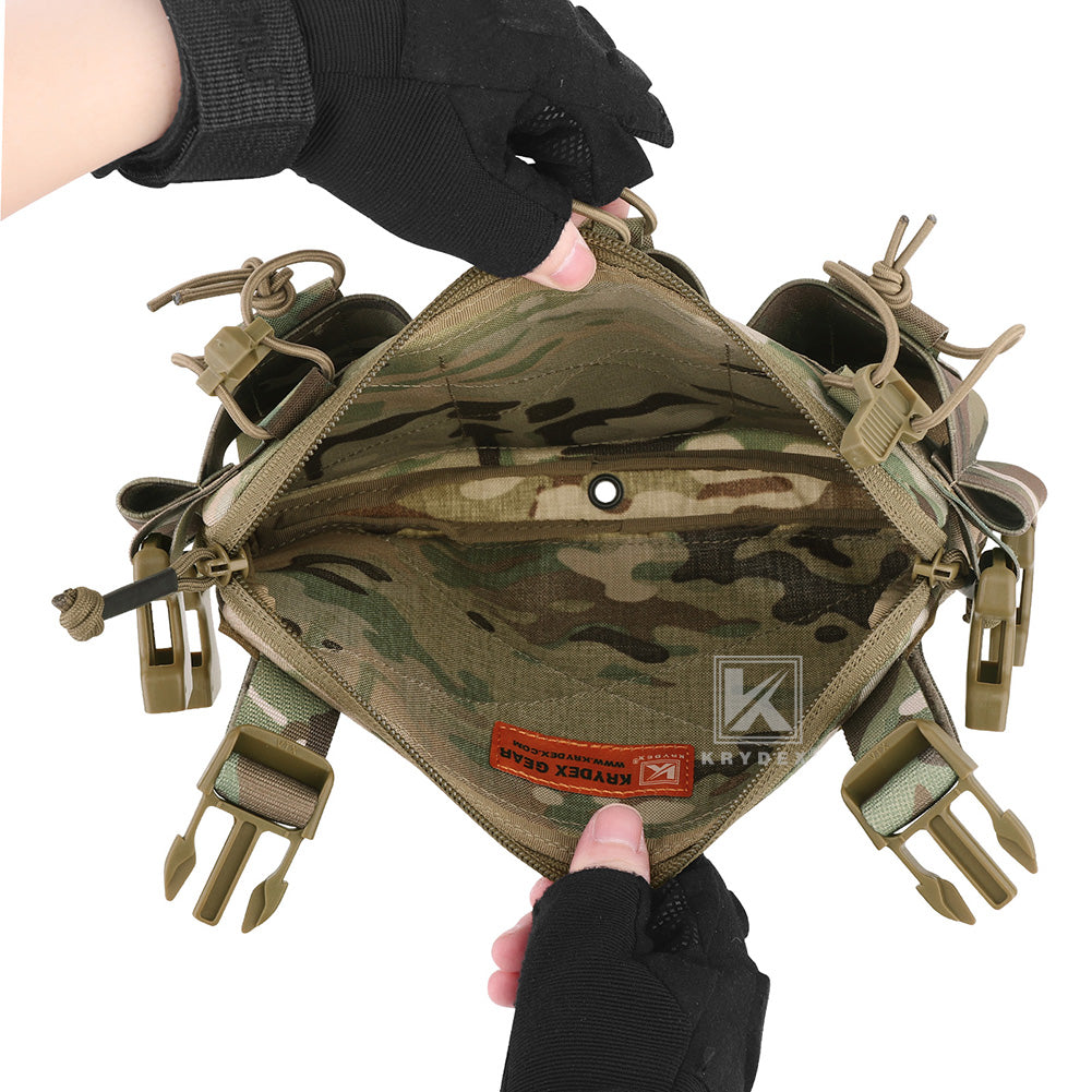 Krydex Tactical Chest Rig Triple Elastic 556 Magazine Pouch Placard GP Pouch Mini Drop Dangler Pouch
