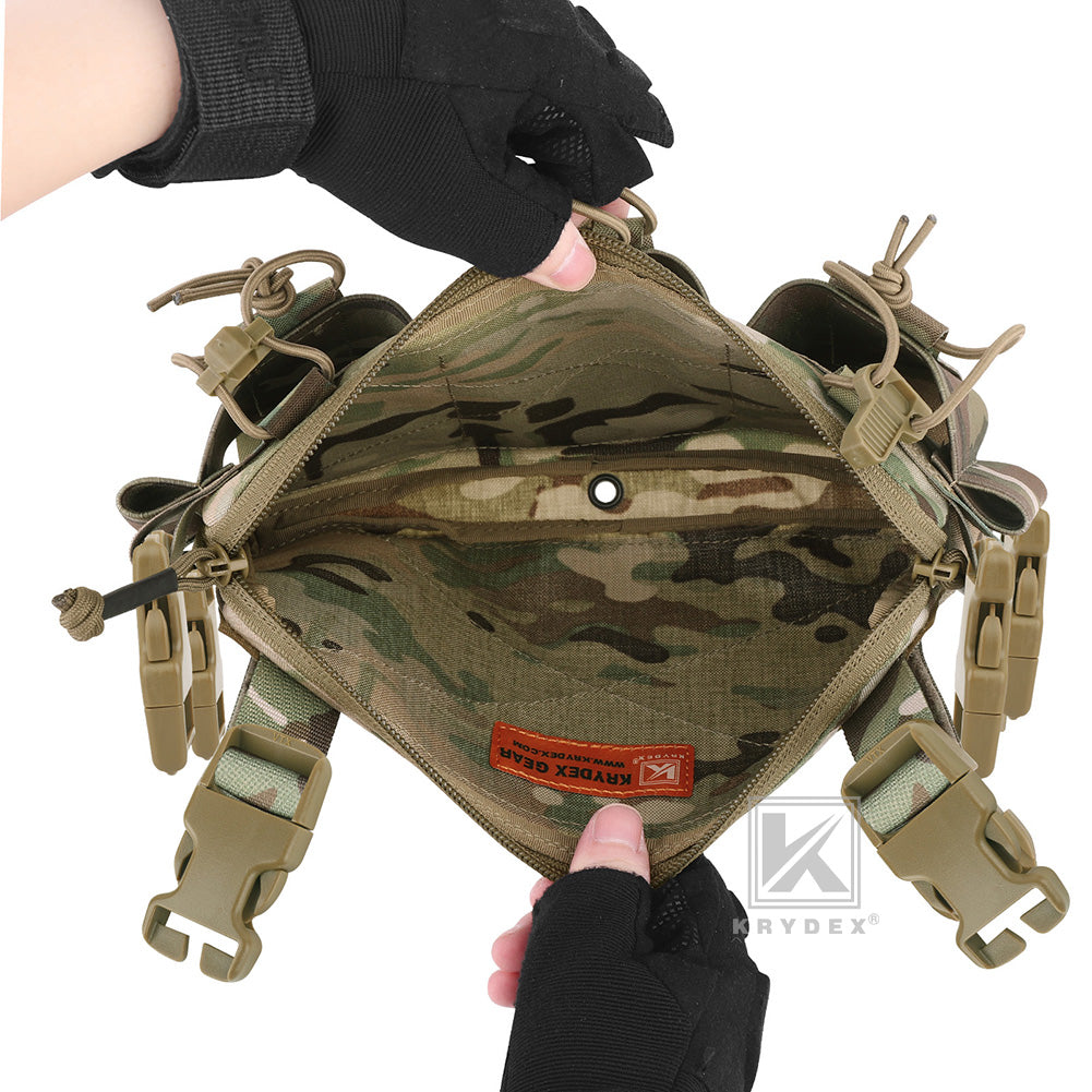 Krydex Tactical Triple Elastic 556 Magazine Pouch Placard GP Pouch Low-Profile Mag Holders for Chest Rig and Vest