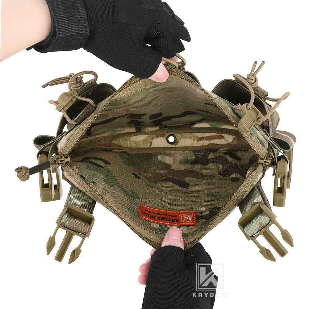 Krydex Tactical Triple Elastic 556 Magazine Pouch Placard GP Pouch Low-Profile Mag Holders for Chest Rig and Vest