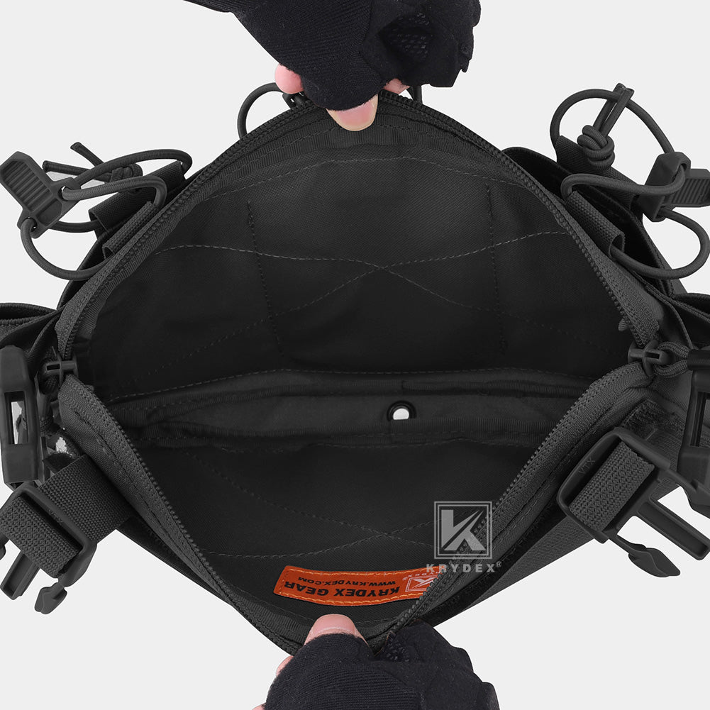 Krydex Tactical Chest Rig Triple Elastic 556 Magazine Pouch Placard GP Pouch Mini Drop Dangler Pouch