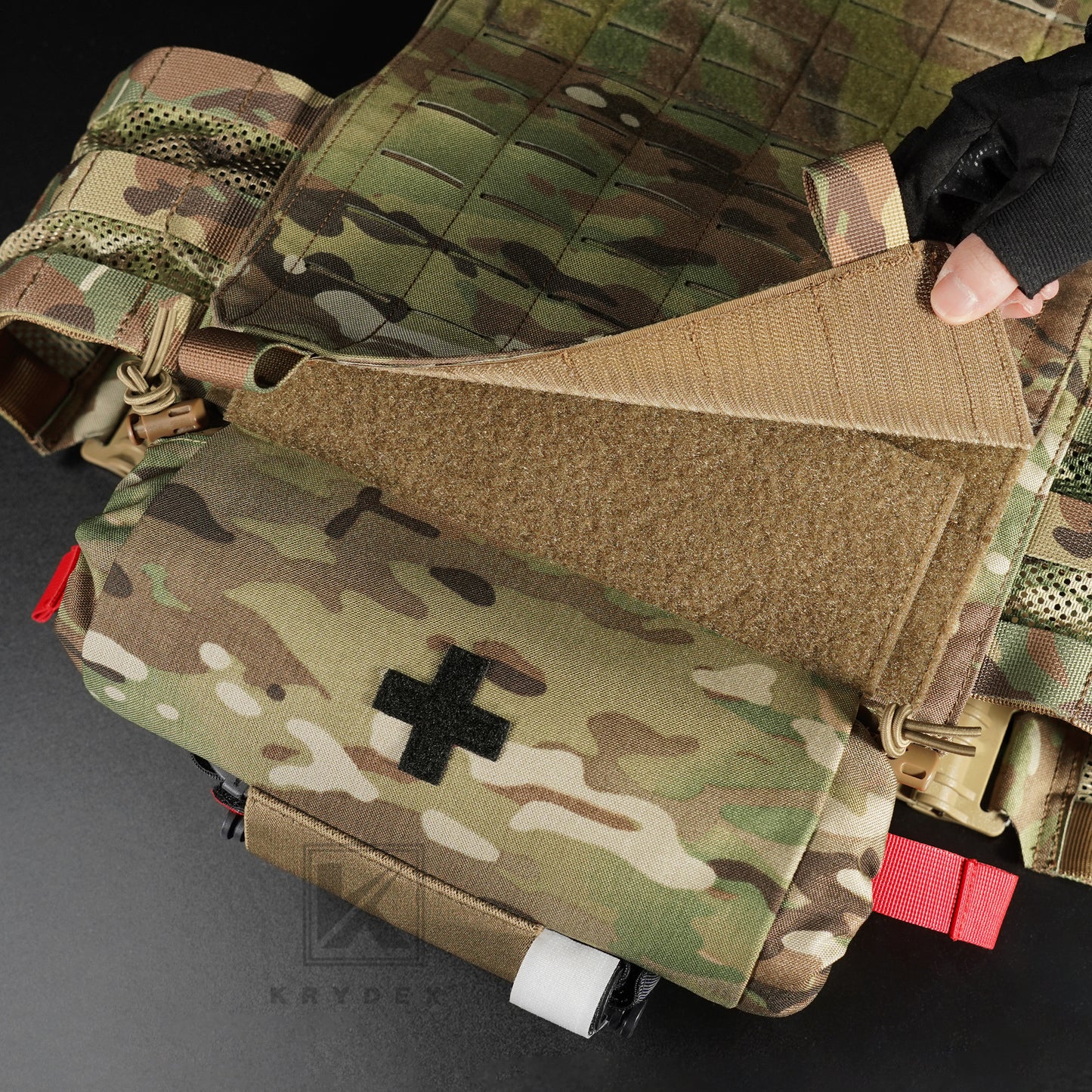 Krydex Tactical First AID Trauma Roll Up Medic Pouch EMT IFAK Dangler Drop Dump Pouch for Vest Chest Rig