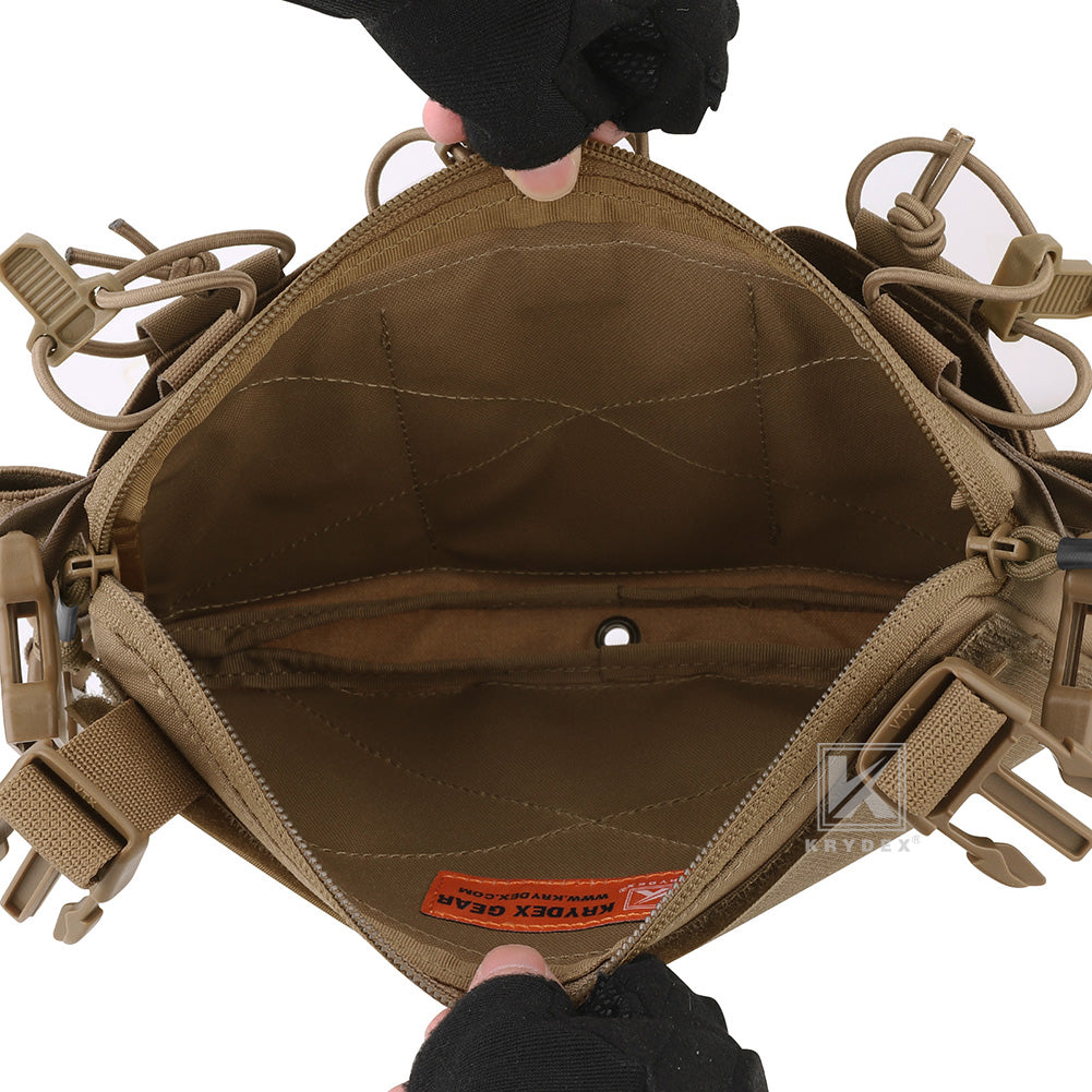 Krydex Tactical Chest Rig Triple Elastic 556 Magazine Pouch Placard GP Pouch Mini Drop Dangler Pouch