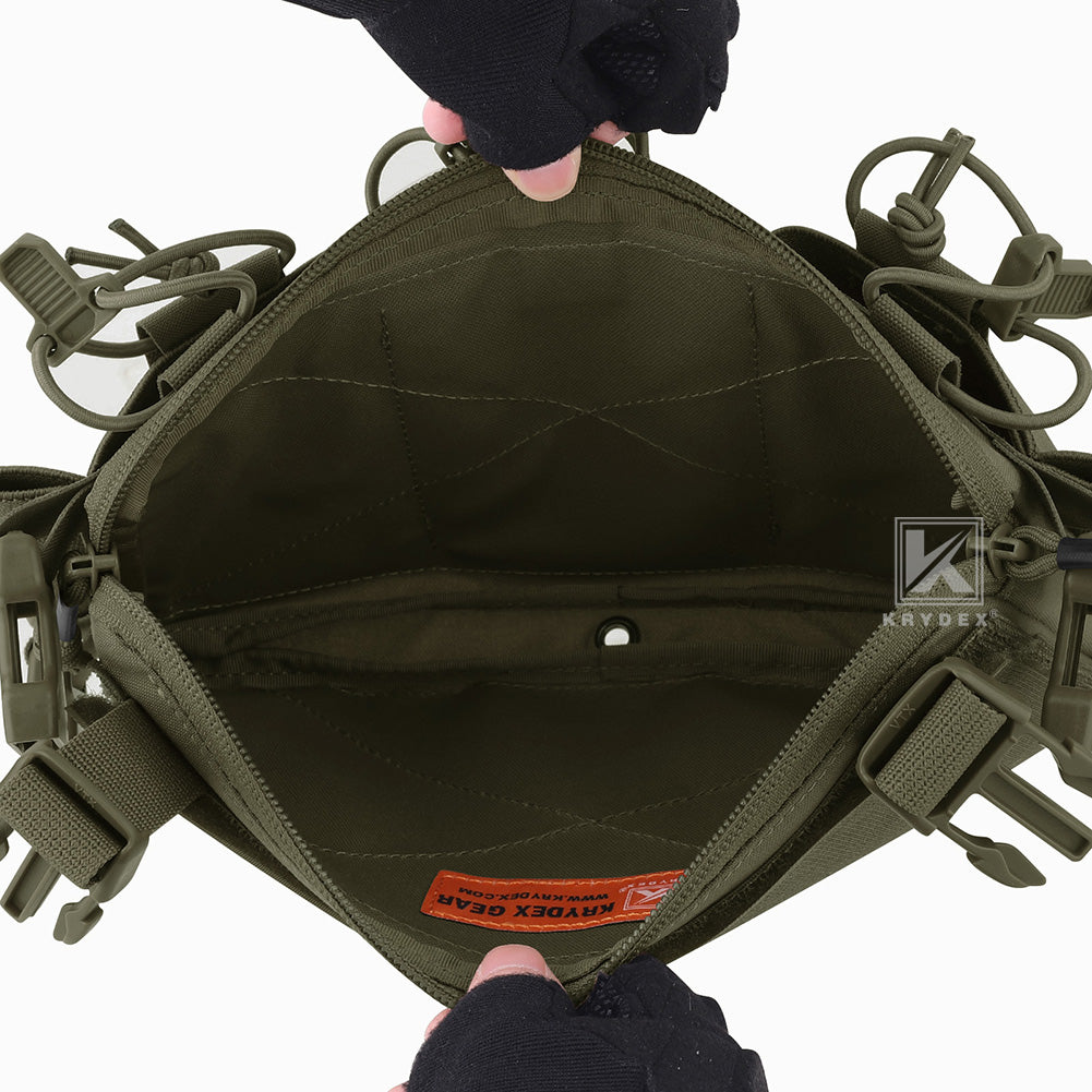 Krydex Tactical Chest Rig Triple Elastic 556 Magazine Pouch Placard GP Pouch Mini Drop Dangler Pouch