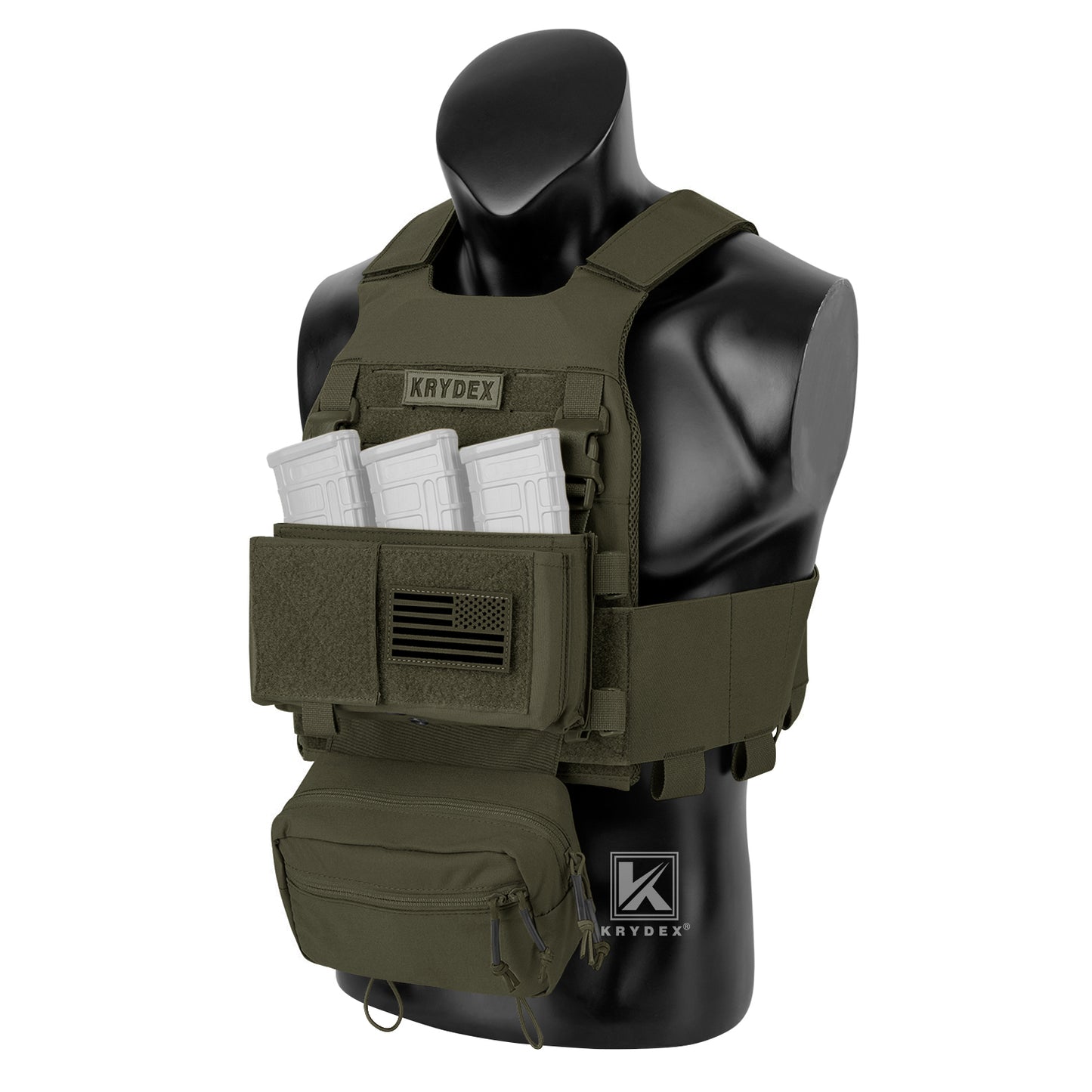 KRYDEX Low Vis Slick Plate Carrier Tactical Vest Body Armor w/MK Micro Fight Chest Rig Set