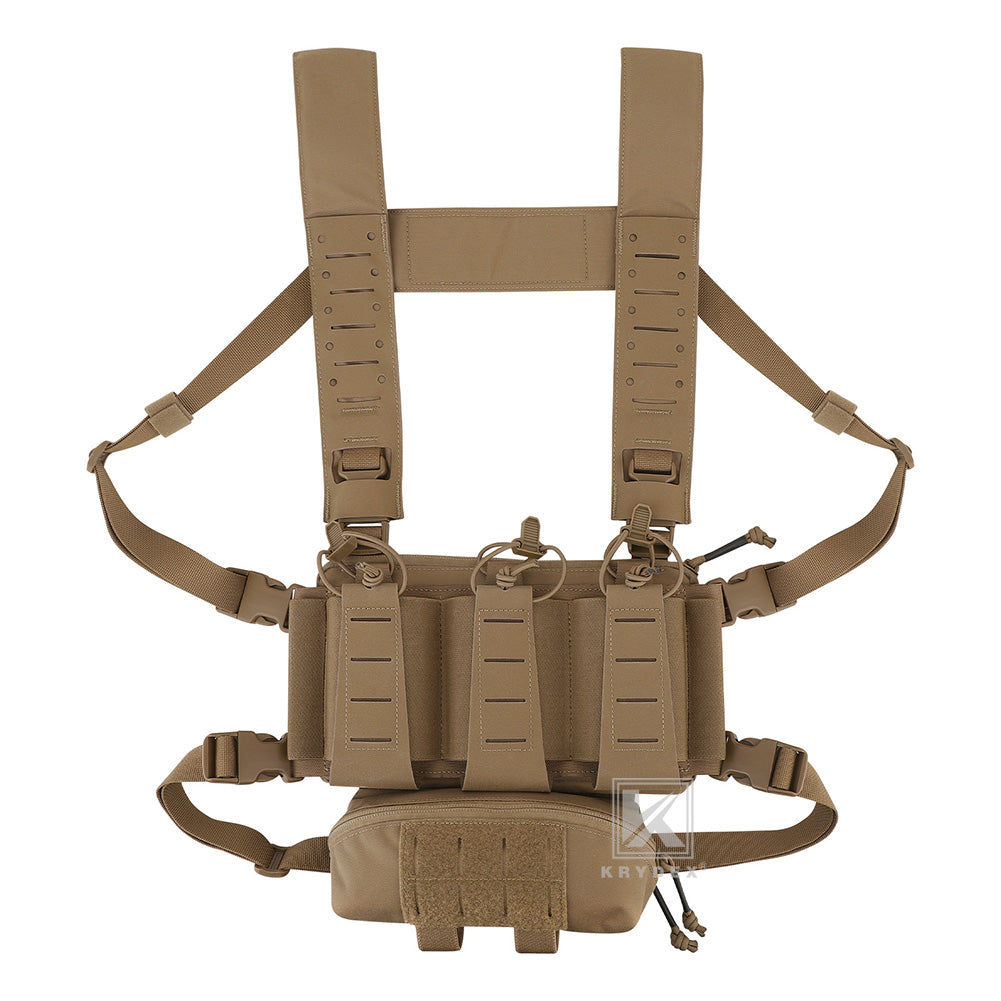Krydex Tactical Chest Rig Triple Elastic 556 Magazine Pouch Placard GP Pouch Mini Drop Dangler Pouch