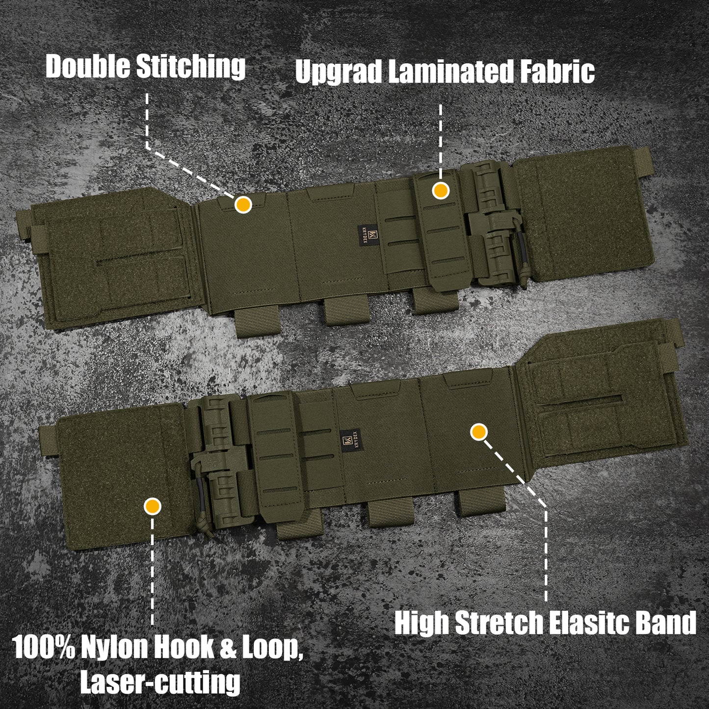 Krydex Tactical Modular Elastic Cummerbund Quick Release Buckle Vest Cummerbund Adjustable Triple Mag Holders Band Fits for K-Zero, JPC, CPC , LBT, FCPC