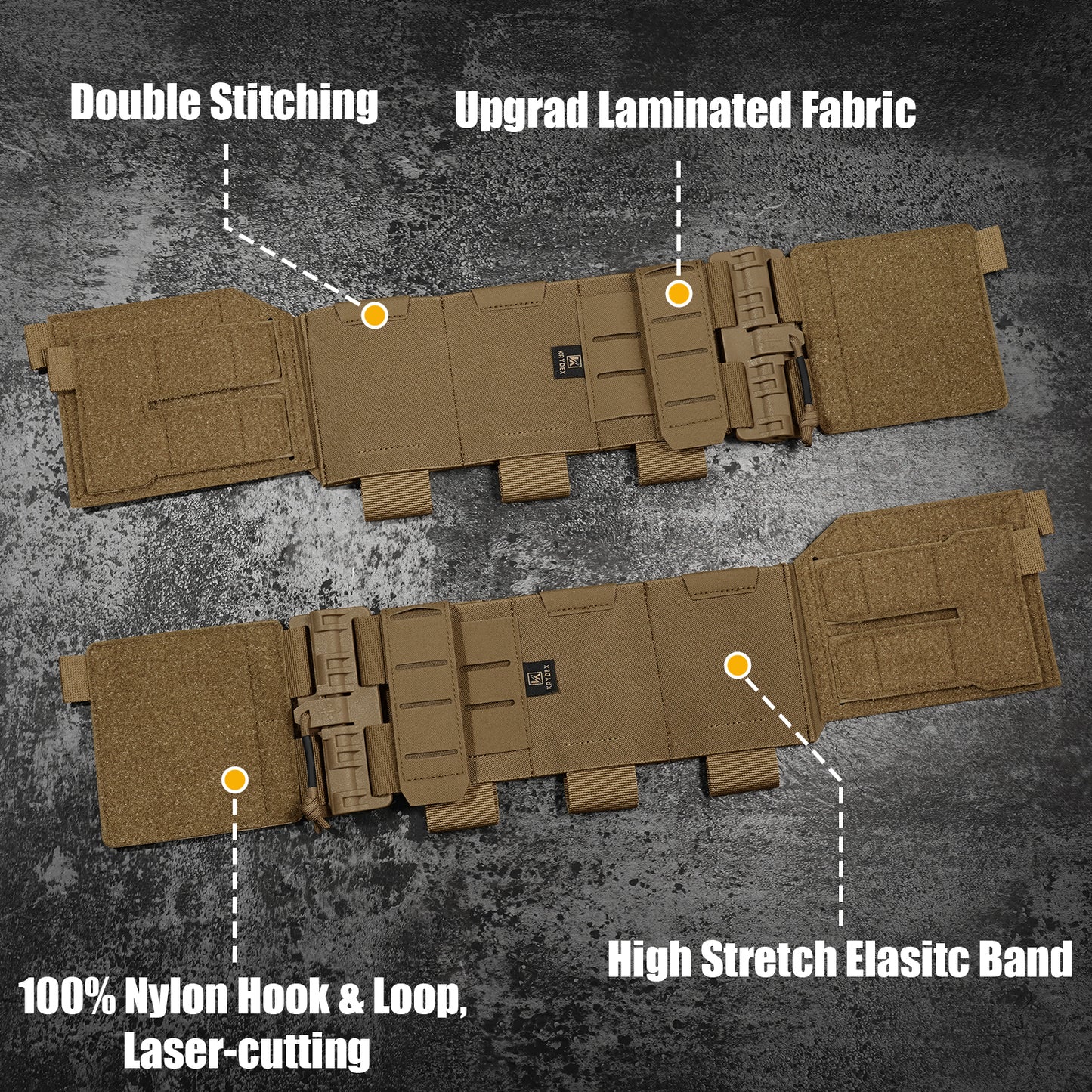Krydex Tactical Modular Elastic Cummerbund Quick Release Buckle Vest Cummerbund Adjustable Triple Mag Holders Band Fits for K-Zero, JPC, CPC , LBT, FCPC