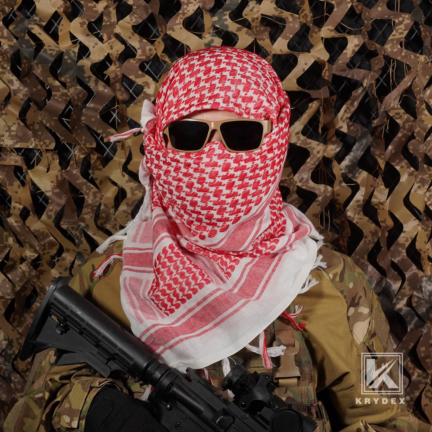 Krydex Tactical Scarf Headwrap Facecover Cotton Shemagh Breathable Balaclava Face Mask Neck Gaiter 43” x 43”