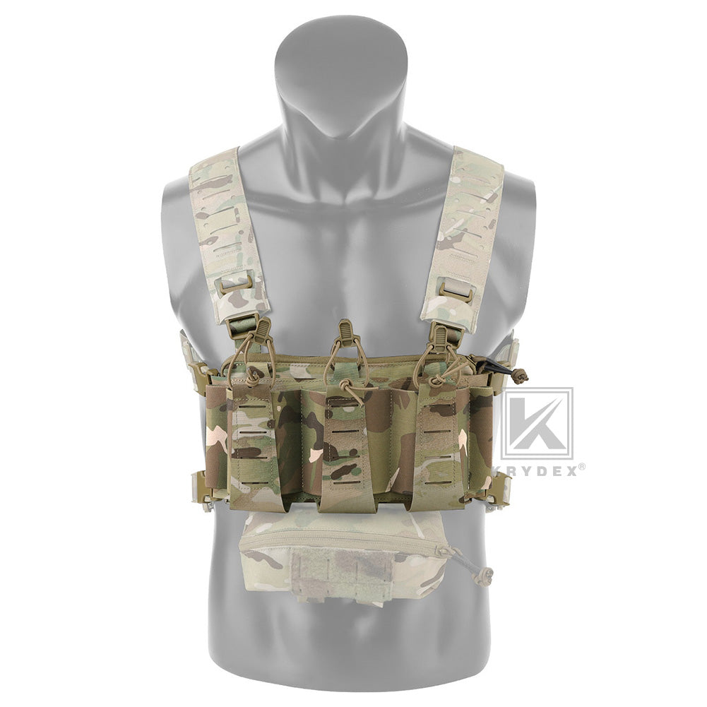 Krydex Tactical Triple Elastic 556 Magazine Pouch Placard GP Pouch Low-Profile Mag Holders for Chest Rig and Vest