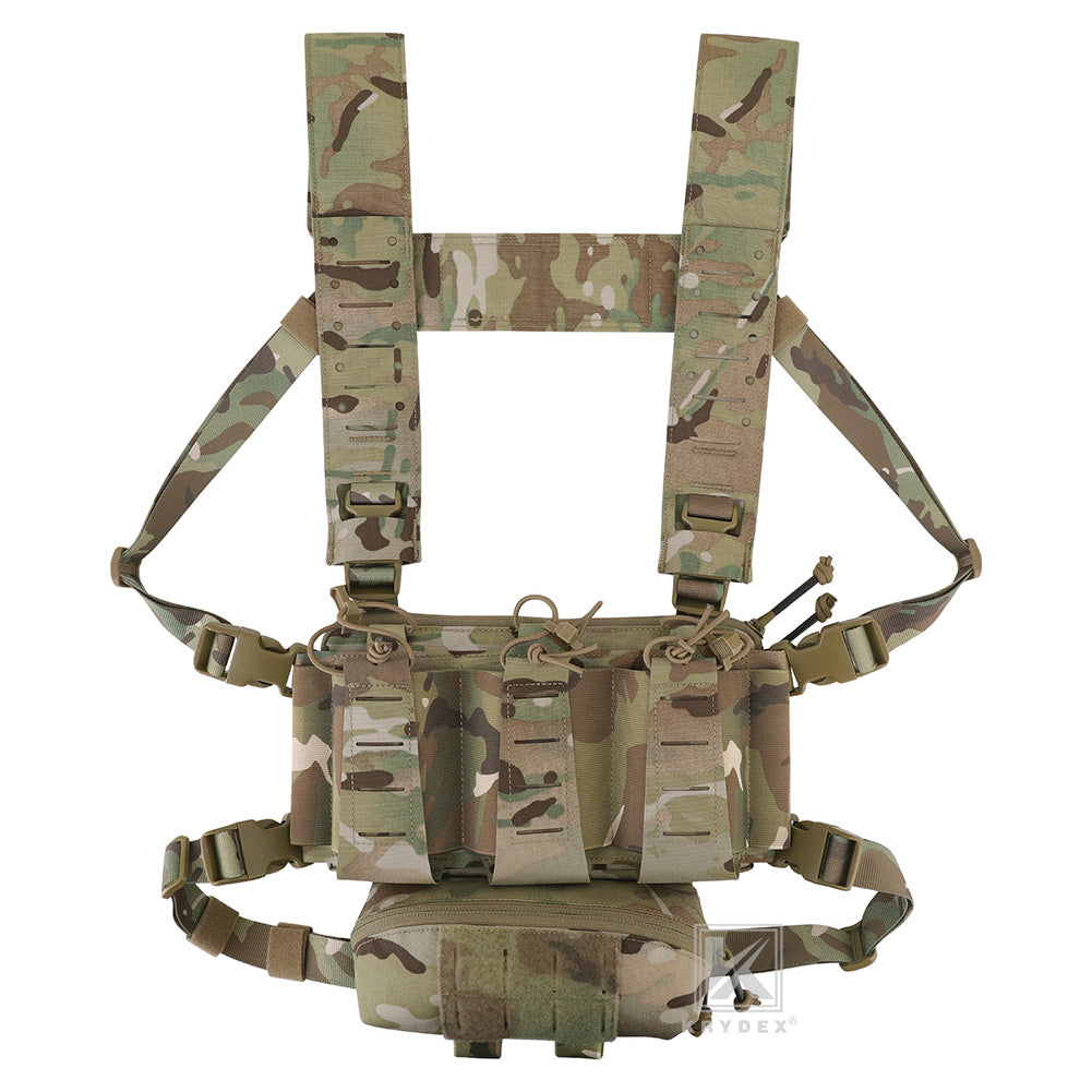 Krydex Tactical Chest Rig Triple Elastic 556 Magazine Pouch Placard GP Pouch Mini Drop Dangler Pouch
