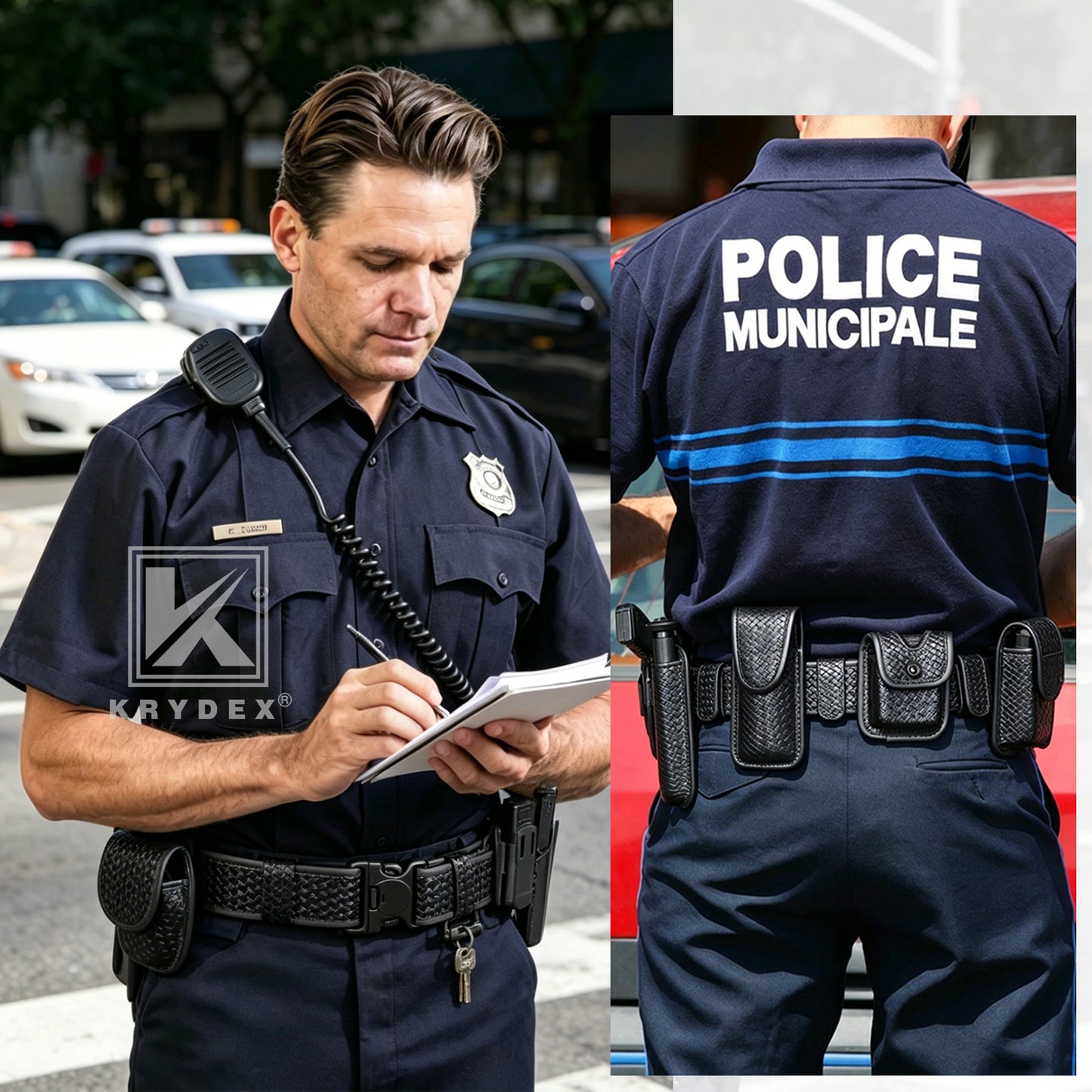 KRYDEX Duty Belt 2.25" Police Security Belt Law Enforcement Officer Security Basket Weave Synthetic Leather Belt