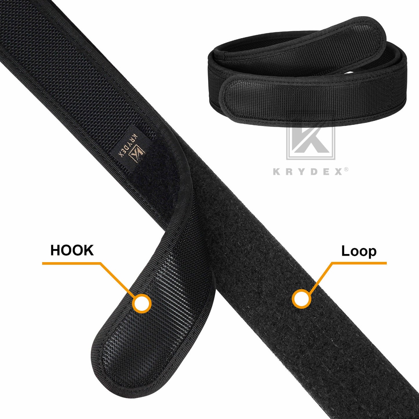 Krydex Tactical Inner Belt Injection Hook Liner Duty Belt 1.5” Black 3.8cm Large Size