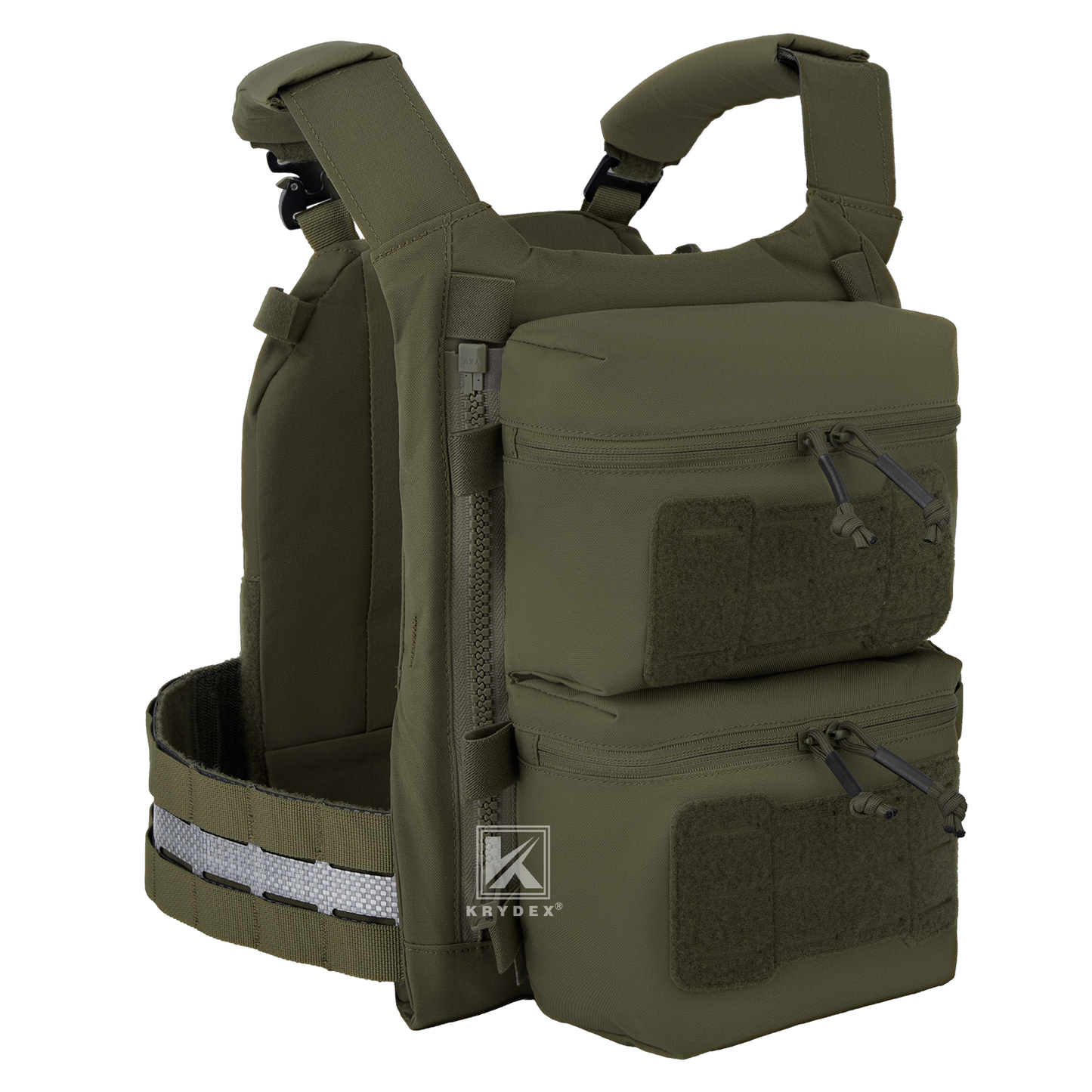 Krydex Tactical Back Panel Double Pouch Assault Zip On Modular Backpack for V5 vest