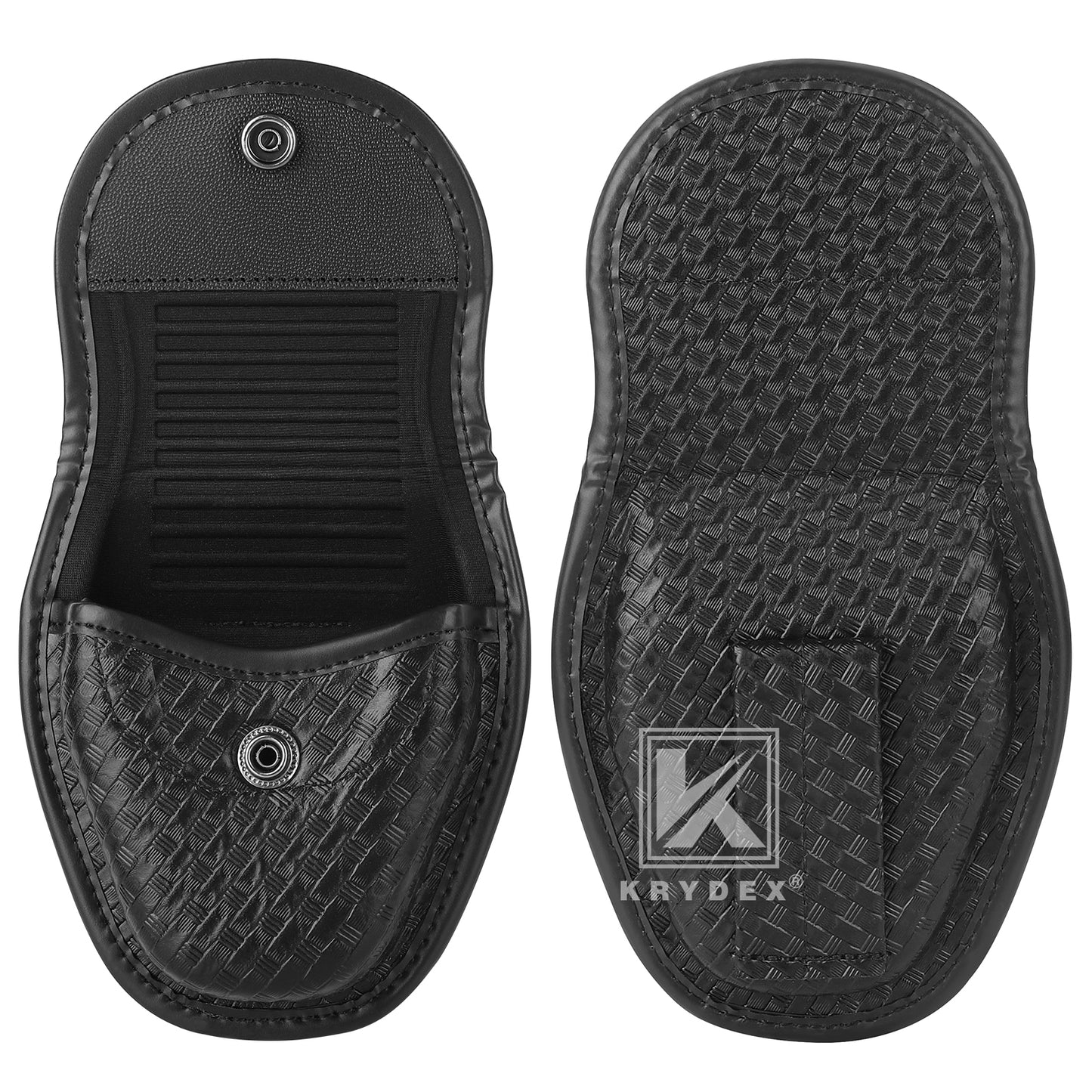 Krydex Double Hidden Snap Basket weave Handcuff Case Pouch Fits 2” & 2.25” Duty Belt For Police Law Enforcement & Security Guard Equipment