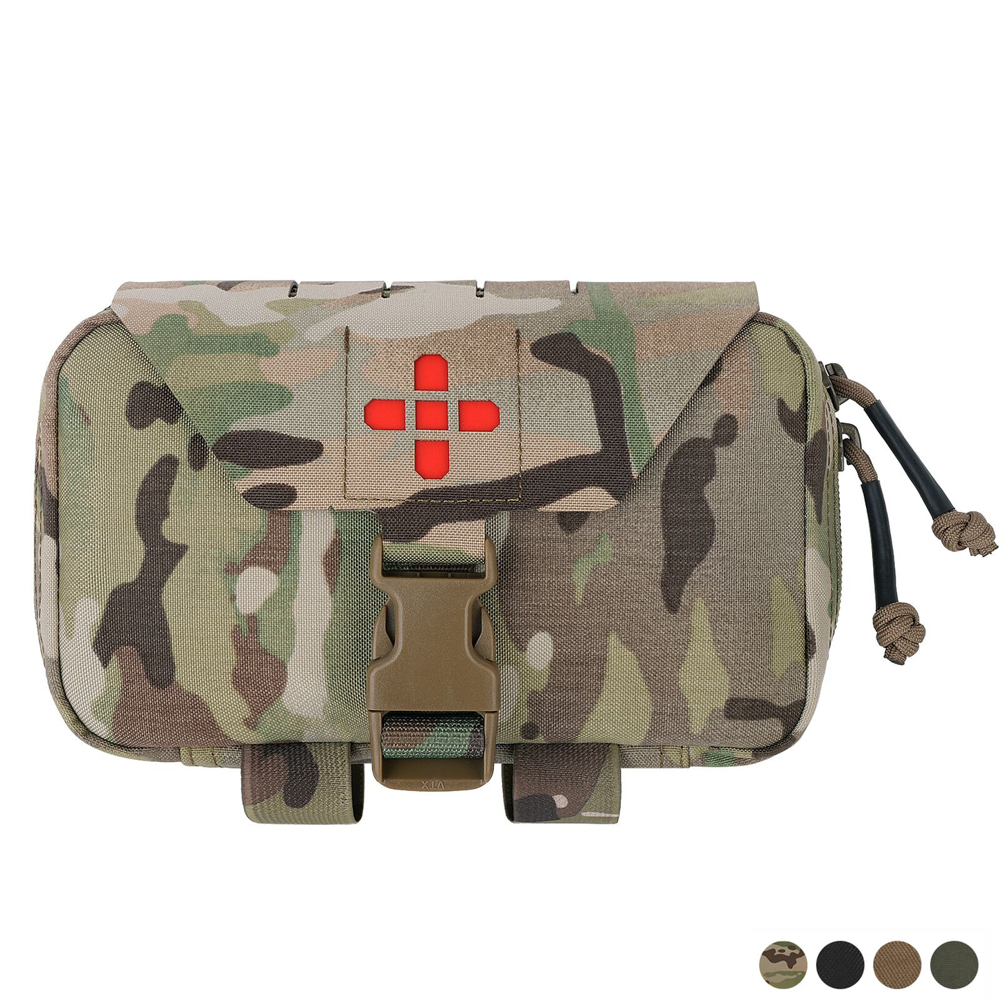 Krydex Tactical Rapid IFAK Pouch – Quick Release Tear-Off Medical Organizer MOLLE/Belt Mountable Trauma Kit 180° Flat Opening with Tourniquet & Shears Holder 500D Cordura