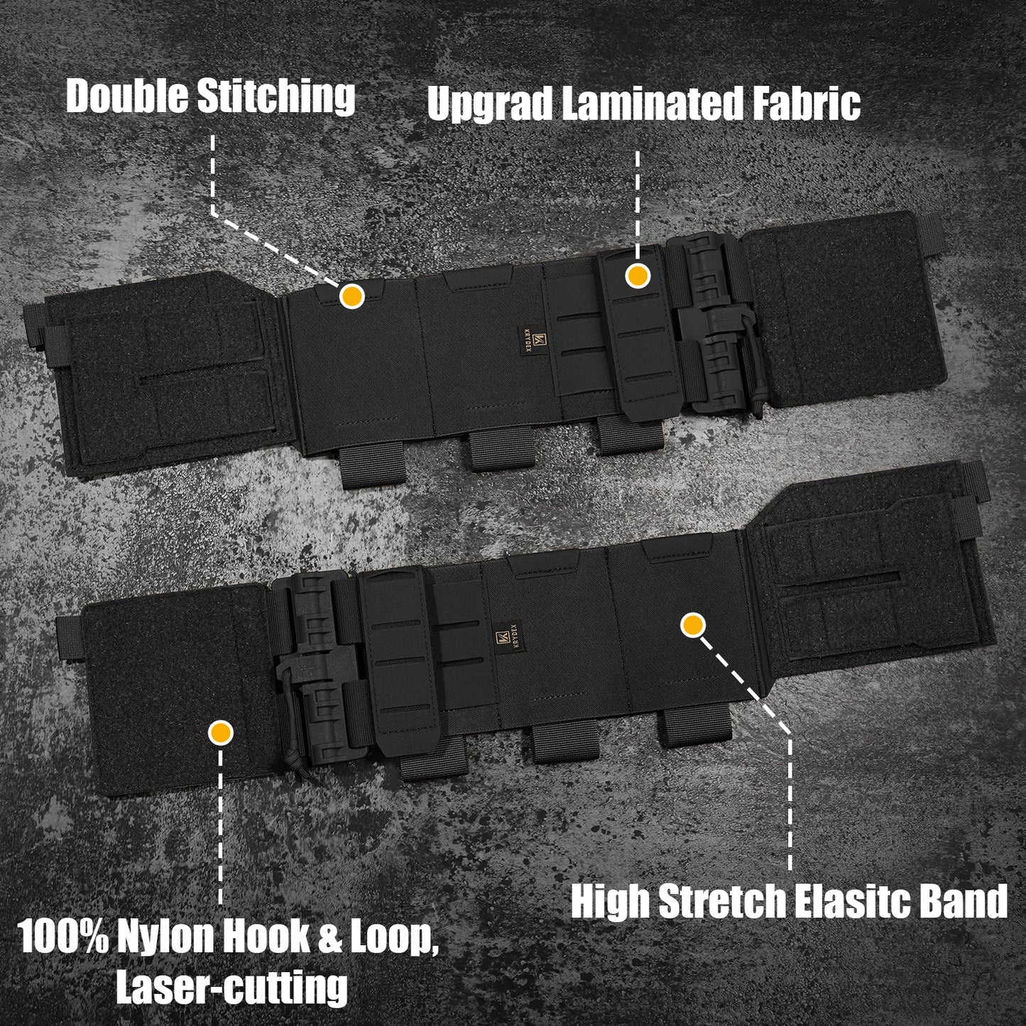 Krydex Tactical Modular Elastic Cummerbund Quick Release Buckle Vest Cummerbund Adjustable Triple Mag Holders Band Fits for K-Zero, JPC, CPC , LBT, FCPC
