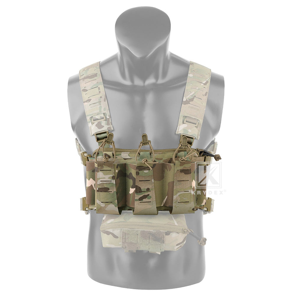 Krydex Tactical Triple Elastic 556 Magazine Pouch Placard GP Pouch Low-Profile Mag Holders for Chest Rig and Vest