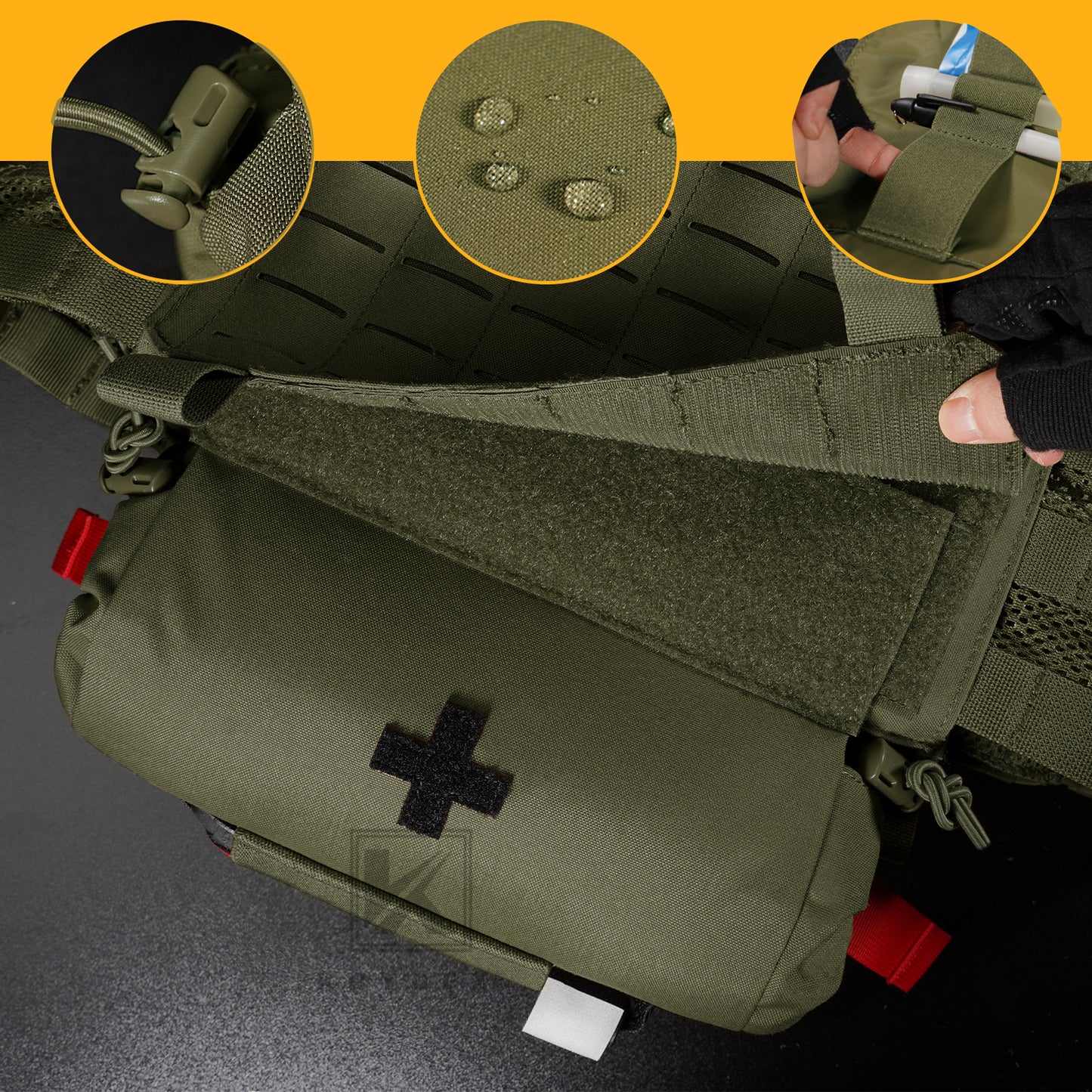 Krydex Tactical First AID Trauma Roll Up Medic Pouch EMT IFAK Dangler Drop Dump Pouch for Vest Chest Rig